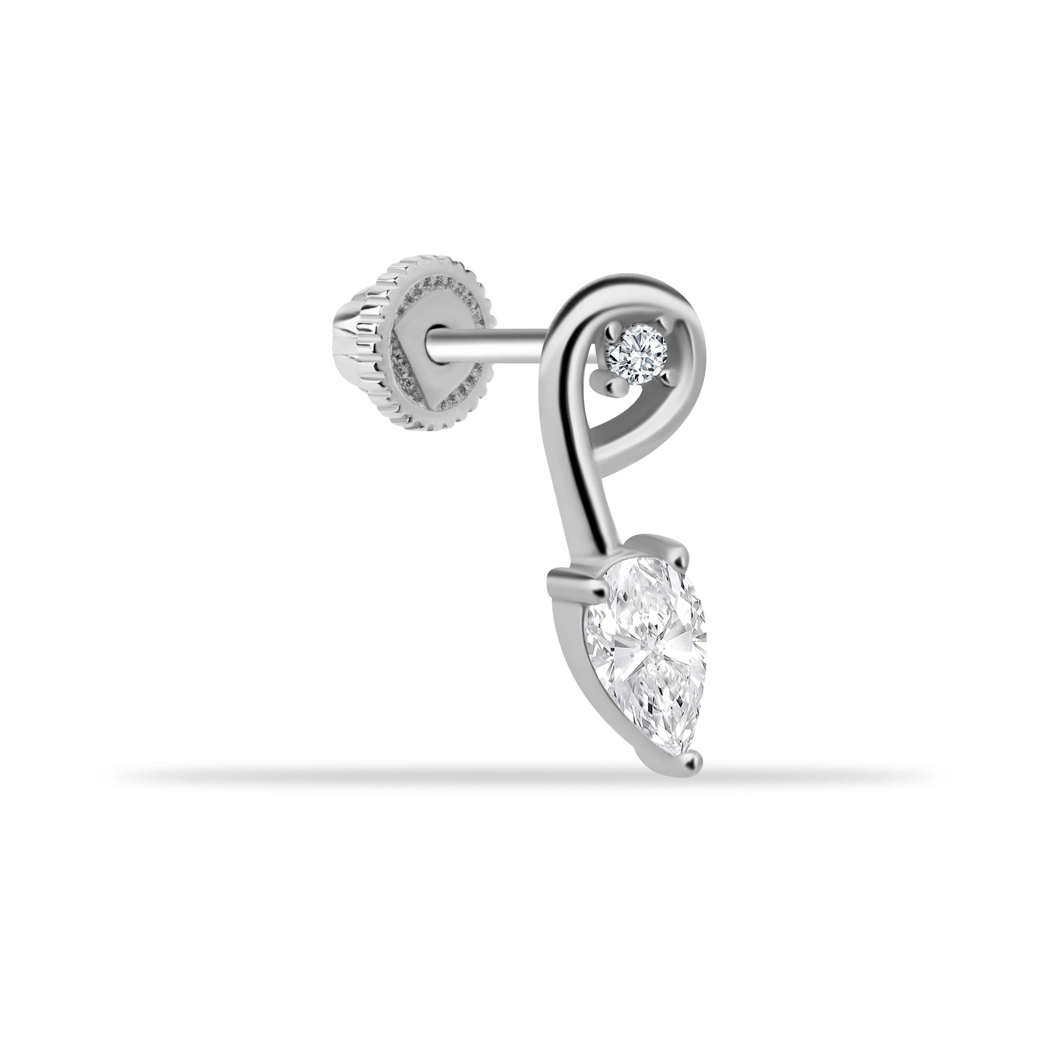 14 Ayar Altın Damla Taş Sallantılı Helix Kıkırdak Piercing - Dianora Piercing