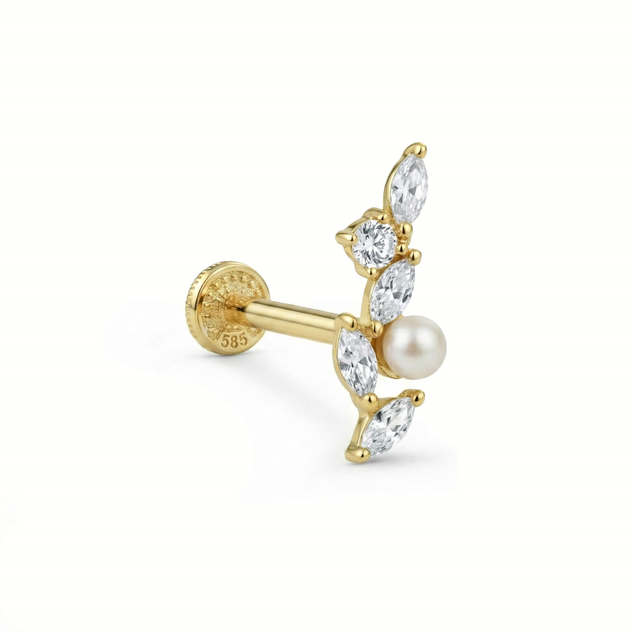 14 Ayar Altın Damla Taş Sallantılı Minimal Tragus Piercing - Dianora Piercing