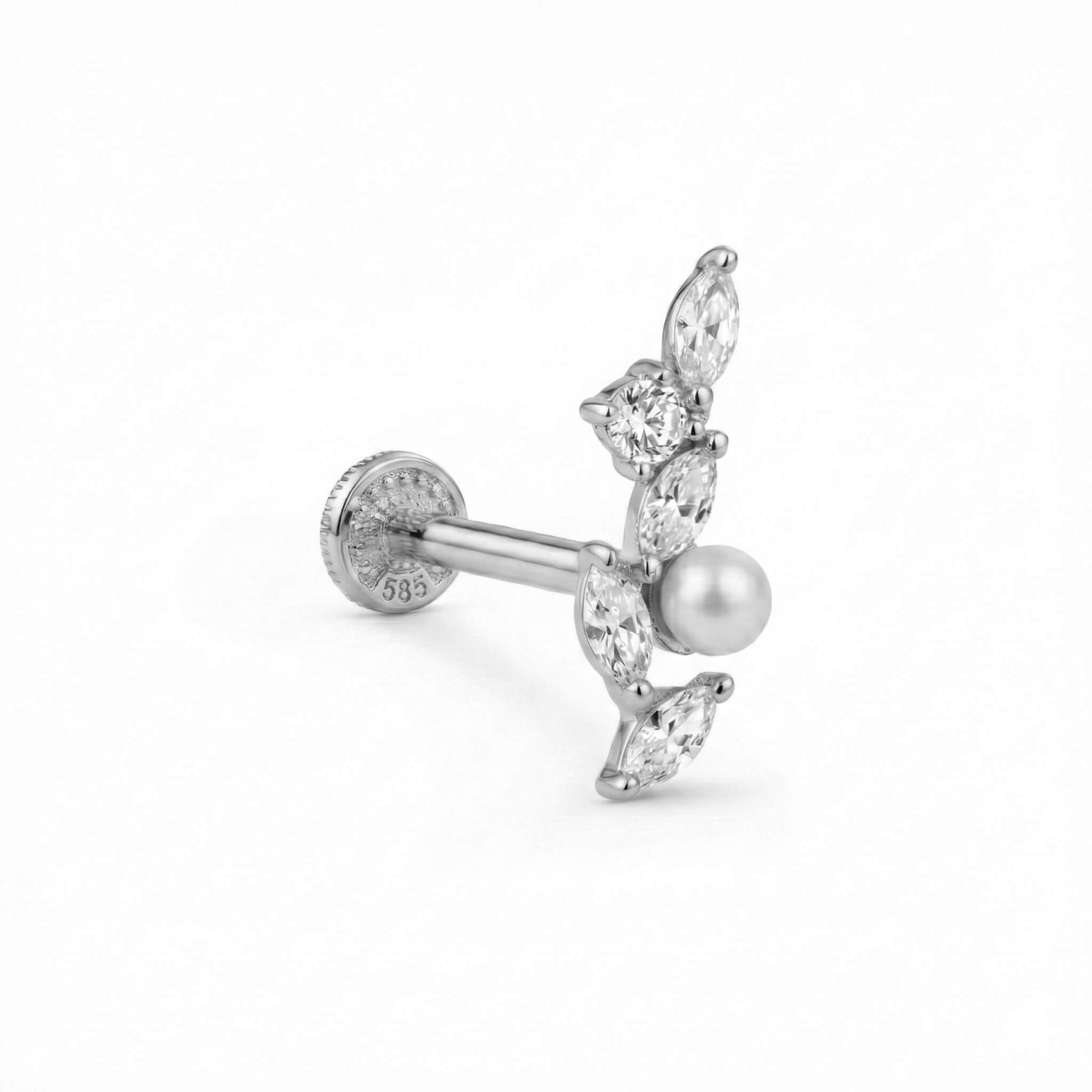 14 Ayar Altın Damla Taş Sallantılı Minimal Tragus Piercing - Dianora Piercing