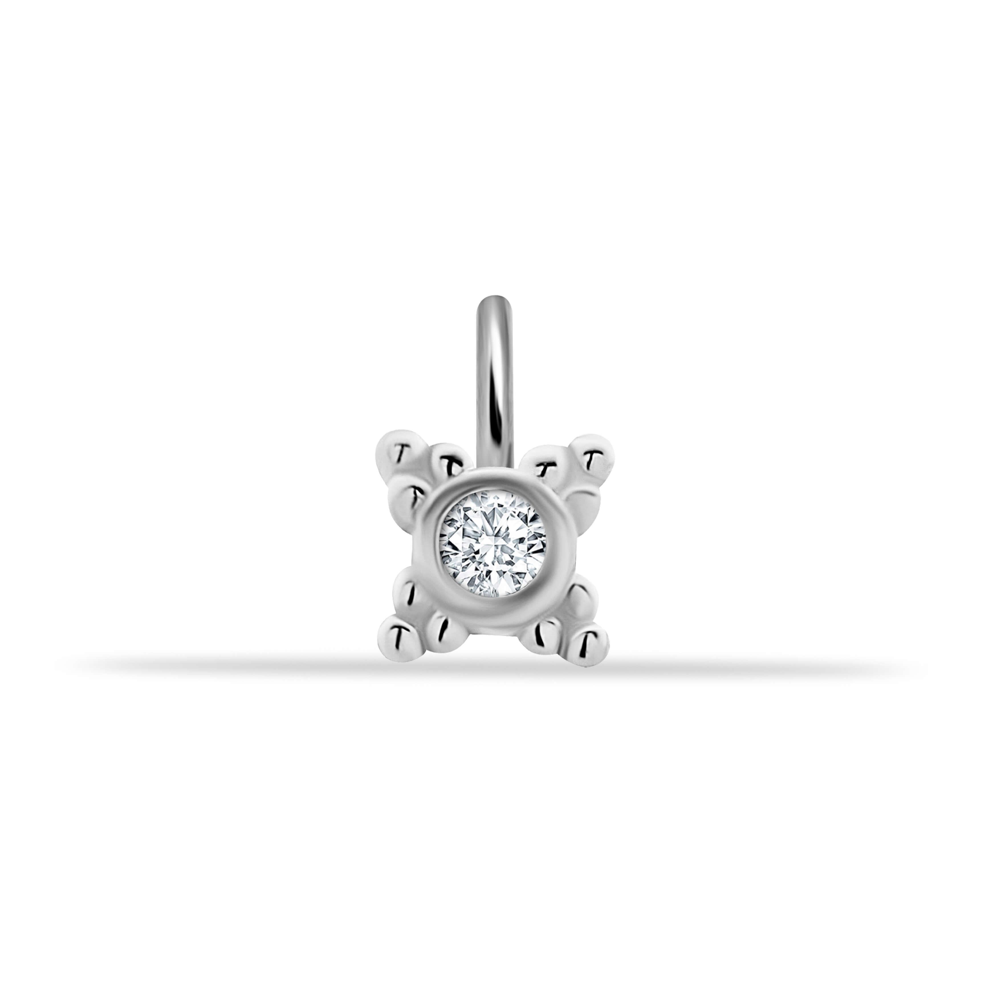 14 Ayar Altın Damla Taşlı Minimal Charm - - Dianora Piercing
