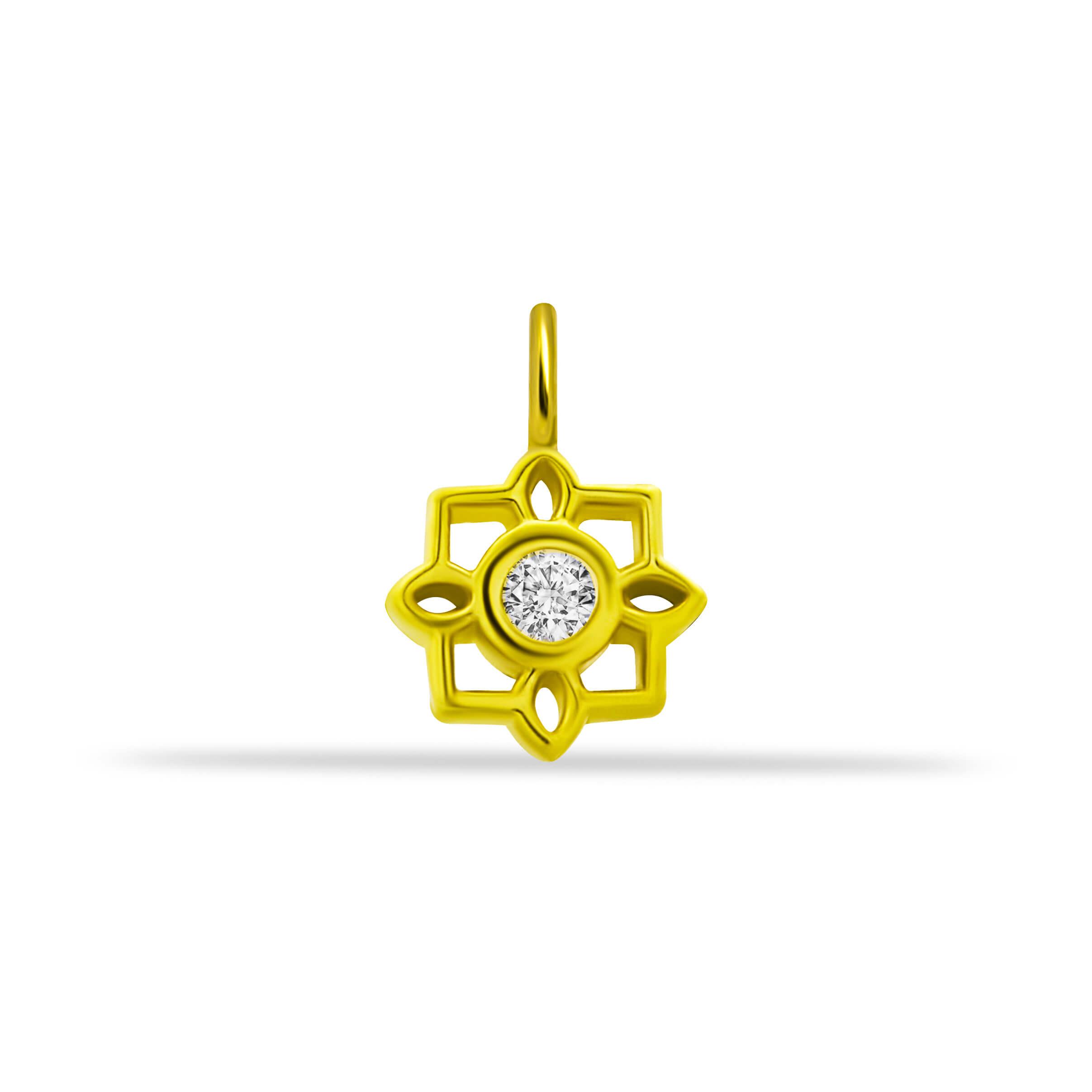 14 Ayar Altın Damla Taşlı Minimal Charm - - Dianora Piercing