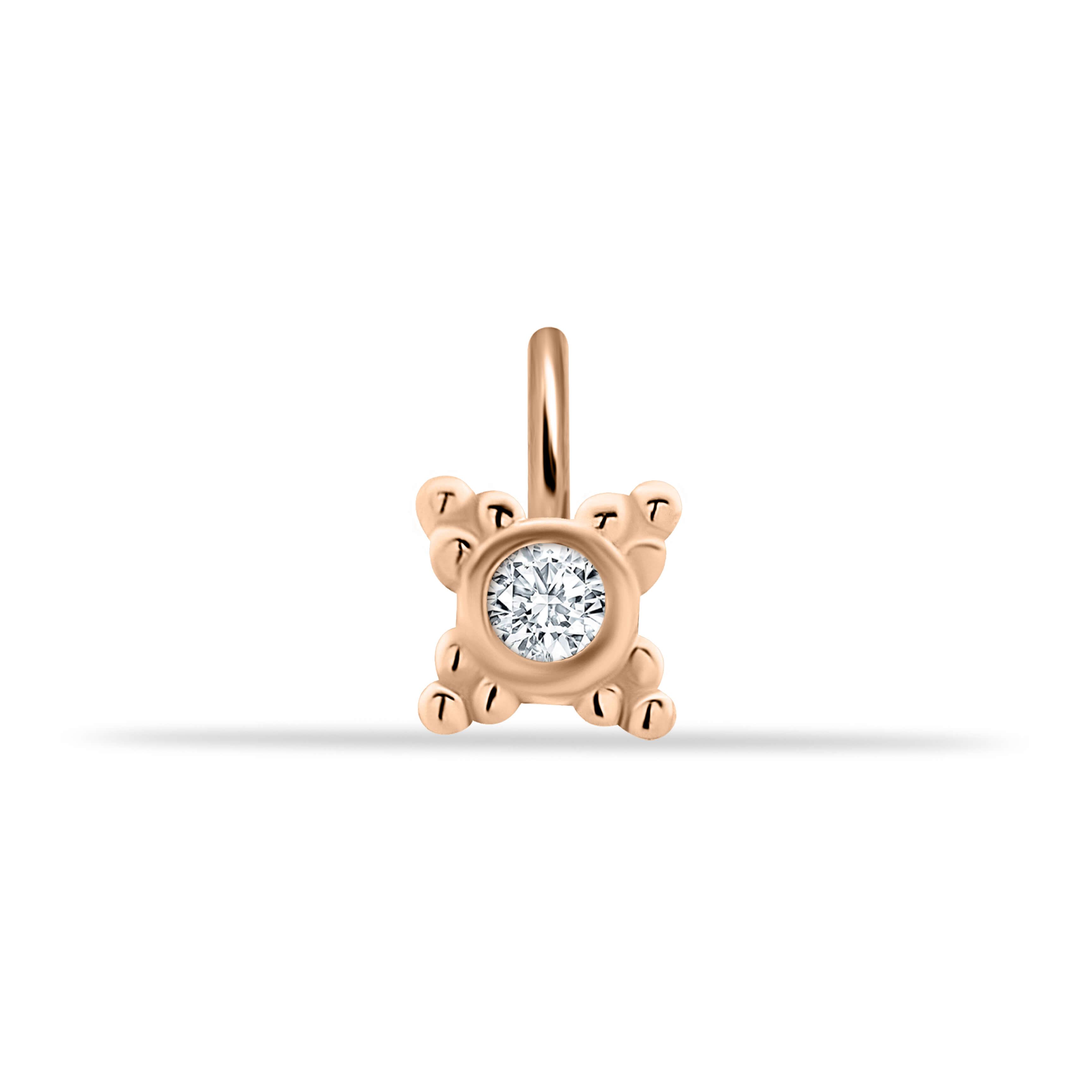 14 Ayar Altın Damla Taşlı Minimal Charm - - Dianora Piercing
