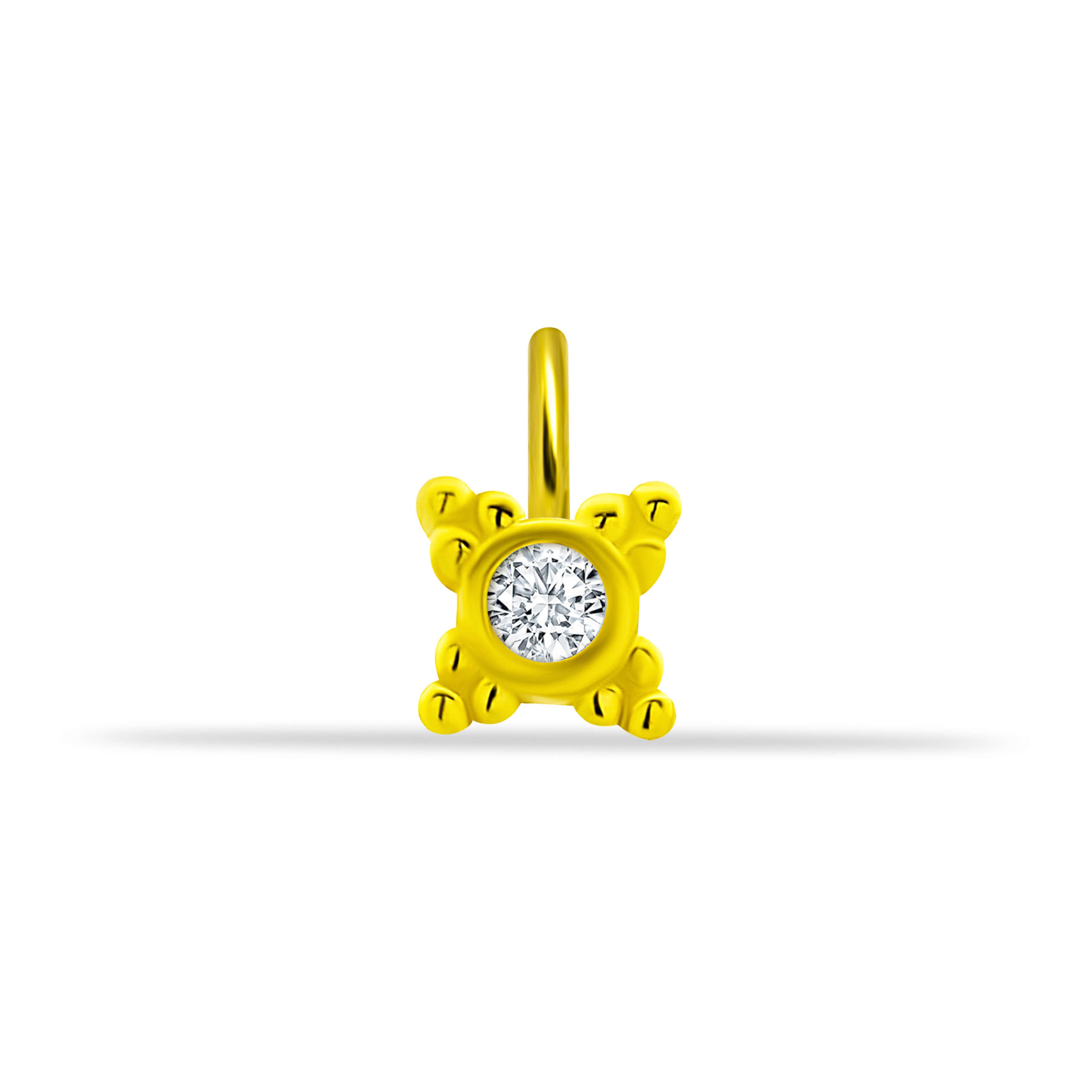 14 Ayar Altın Damla Taşlı Minimal Charm - - Dianora Piercing