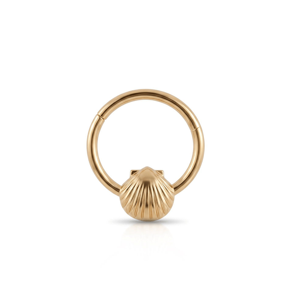 14 Ayar Altın Deniz Kabuğu Minimal Halka Piercing - Dianora Piercing Jewelry