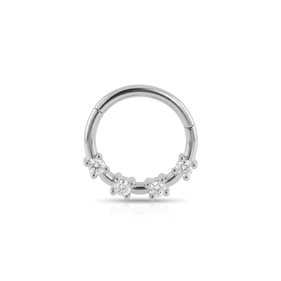14 Ayar Altın Dört Taşlı Minimal Halka Piercing - Dianora Piercing Jewelry