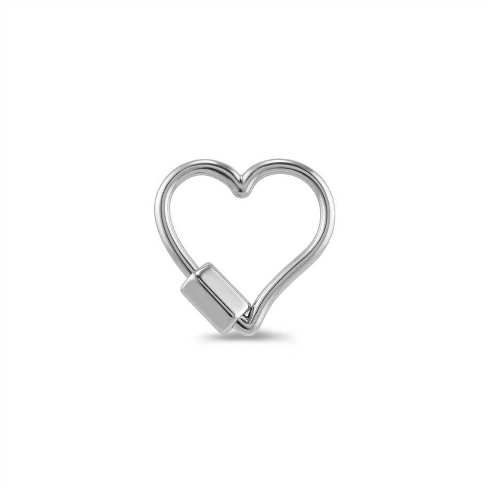 14 Ayar Altın Düz Kalp Charm Kilidi Carabiner - Dianora Piercing Jewelry