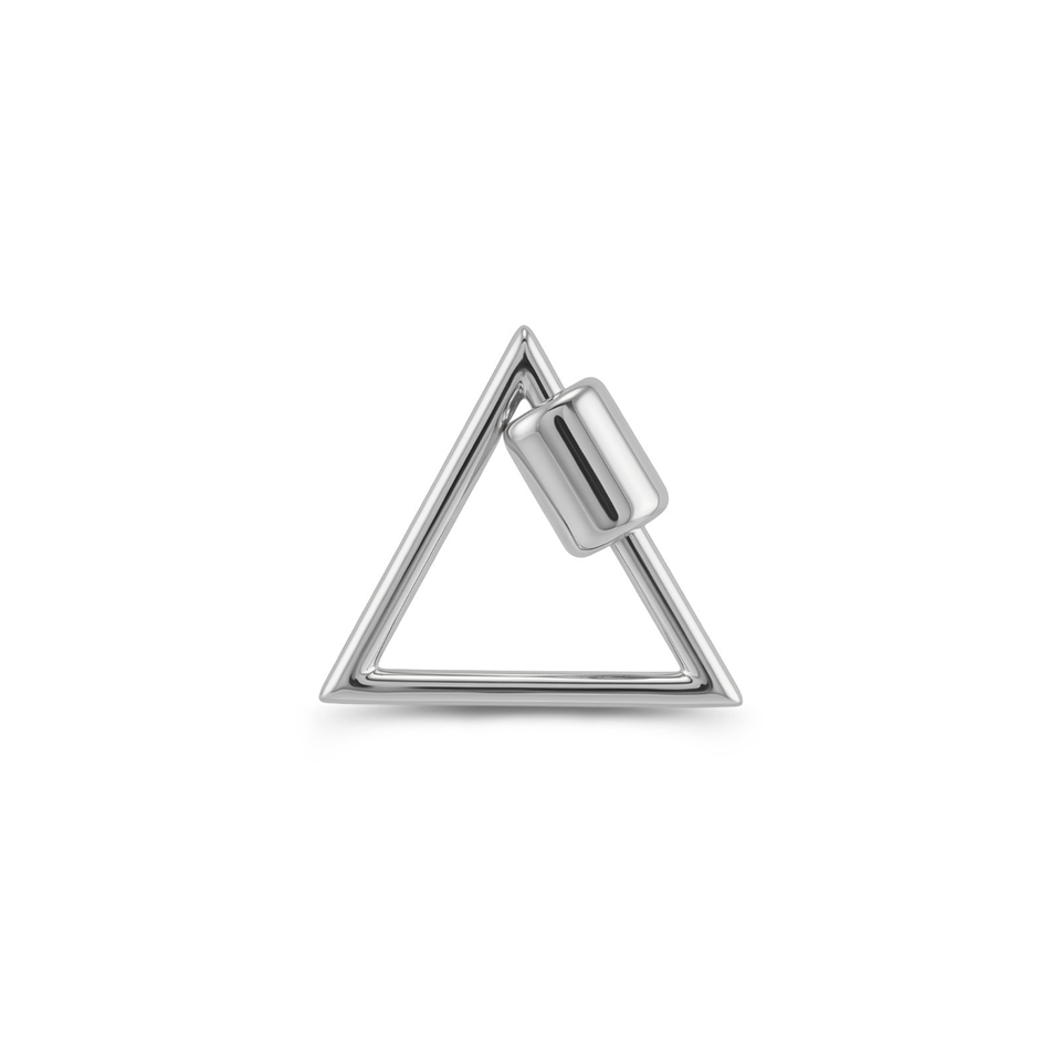 14 Ayar Altın Düz Üçgen Charm Kilidi Carabiner - Dianora Piercing Jewelry