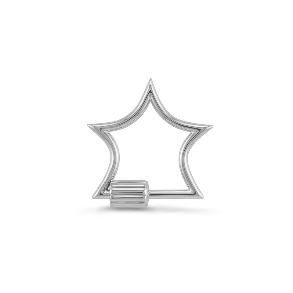 14 Ayar Altın Düz Yıldız Charm Kilidi Carabiner - Dianora Piercing Jewelry
