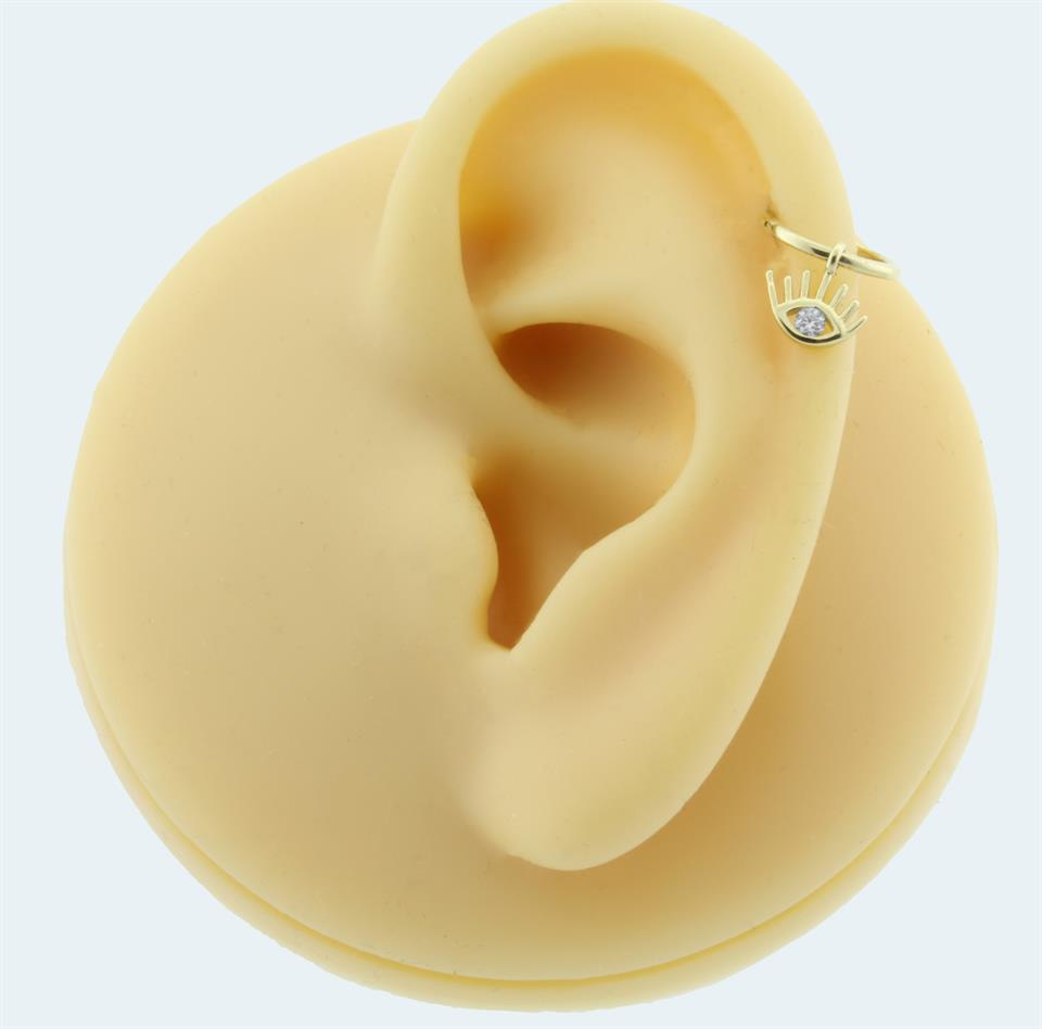 14 Ayar Altın Göz Sallantılı Minimal Halka Piercing - Dianora Piercing