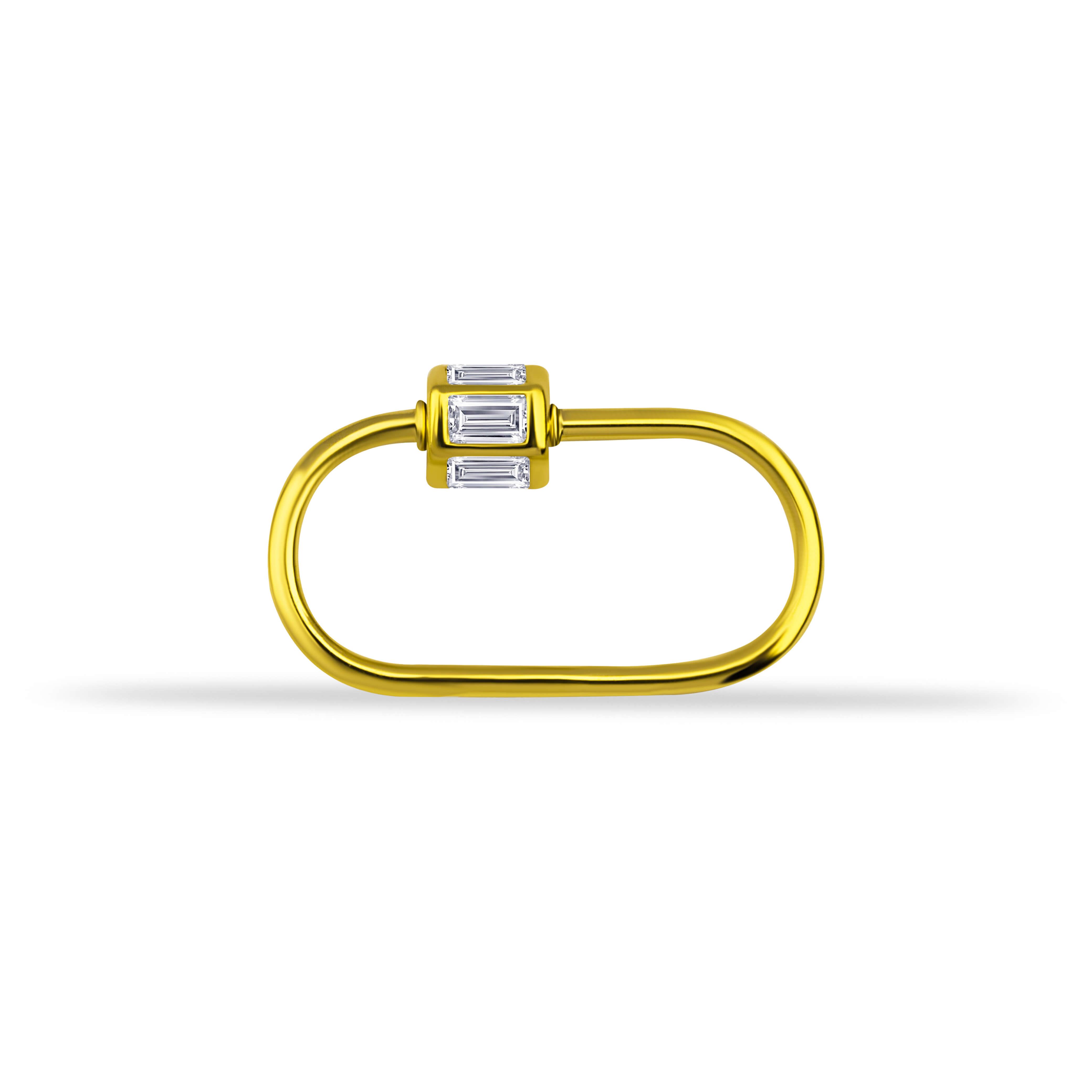 14 Ayar Altın İnce Charm Kilidi Carabiner - Dianora Piercing