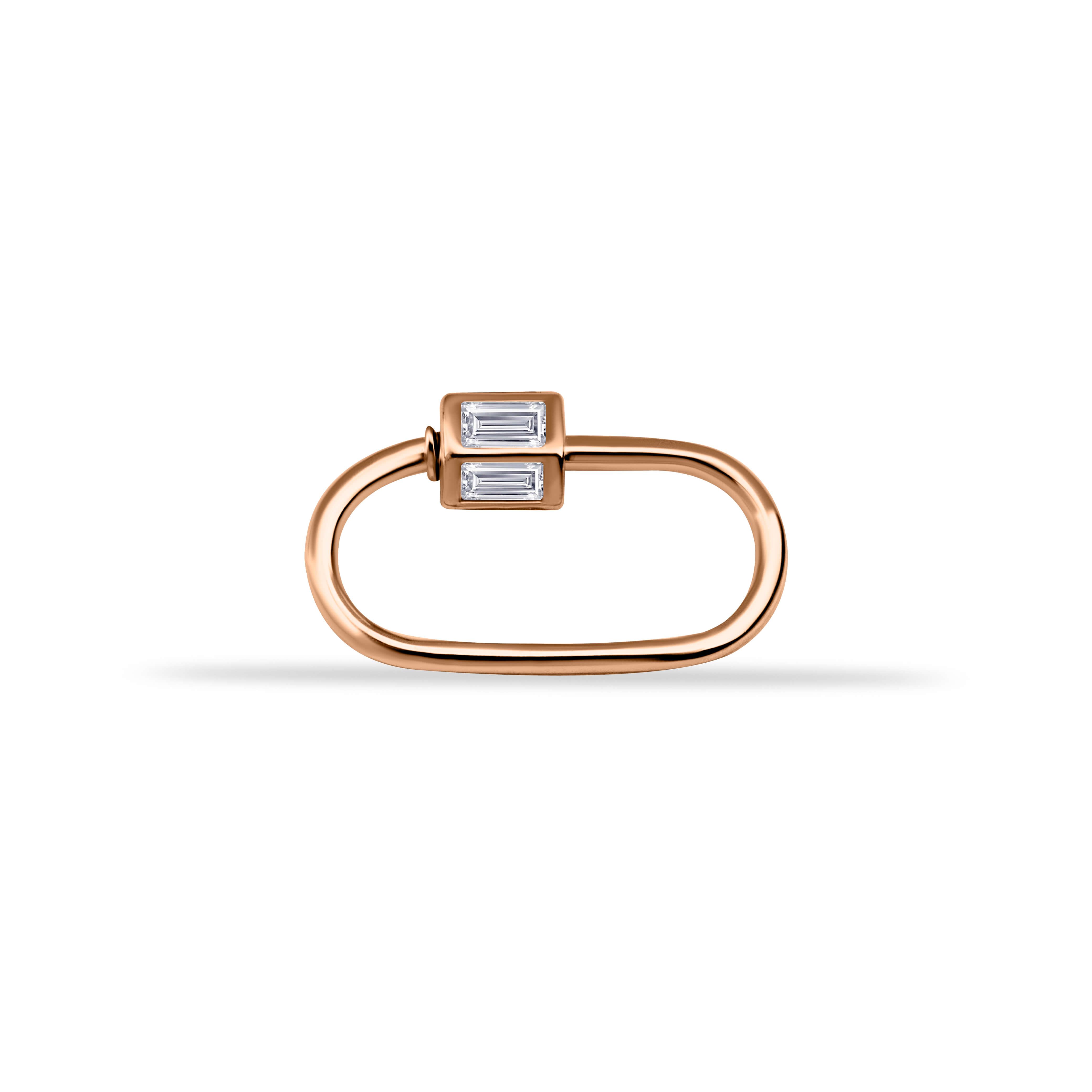 14 Ayar Altın İnce Charm Kilidi Carabiner - Dianora Piercing