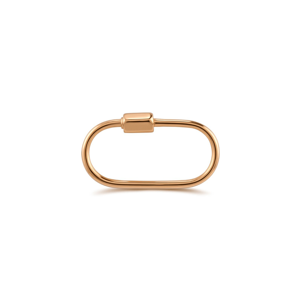 14 Ayar Altın İnce Charm Kilidi Carabiner - Dianora Piercing Jewelry