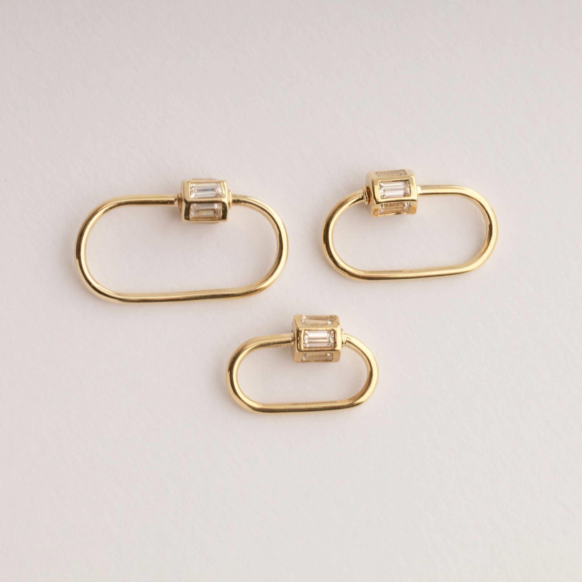 14 Ayar Altın İnce Charm Kilidi Carabiner - Dianora Piercing