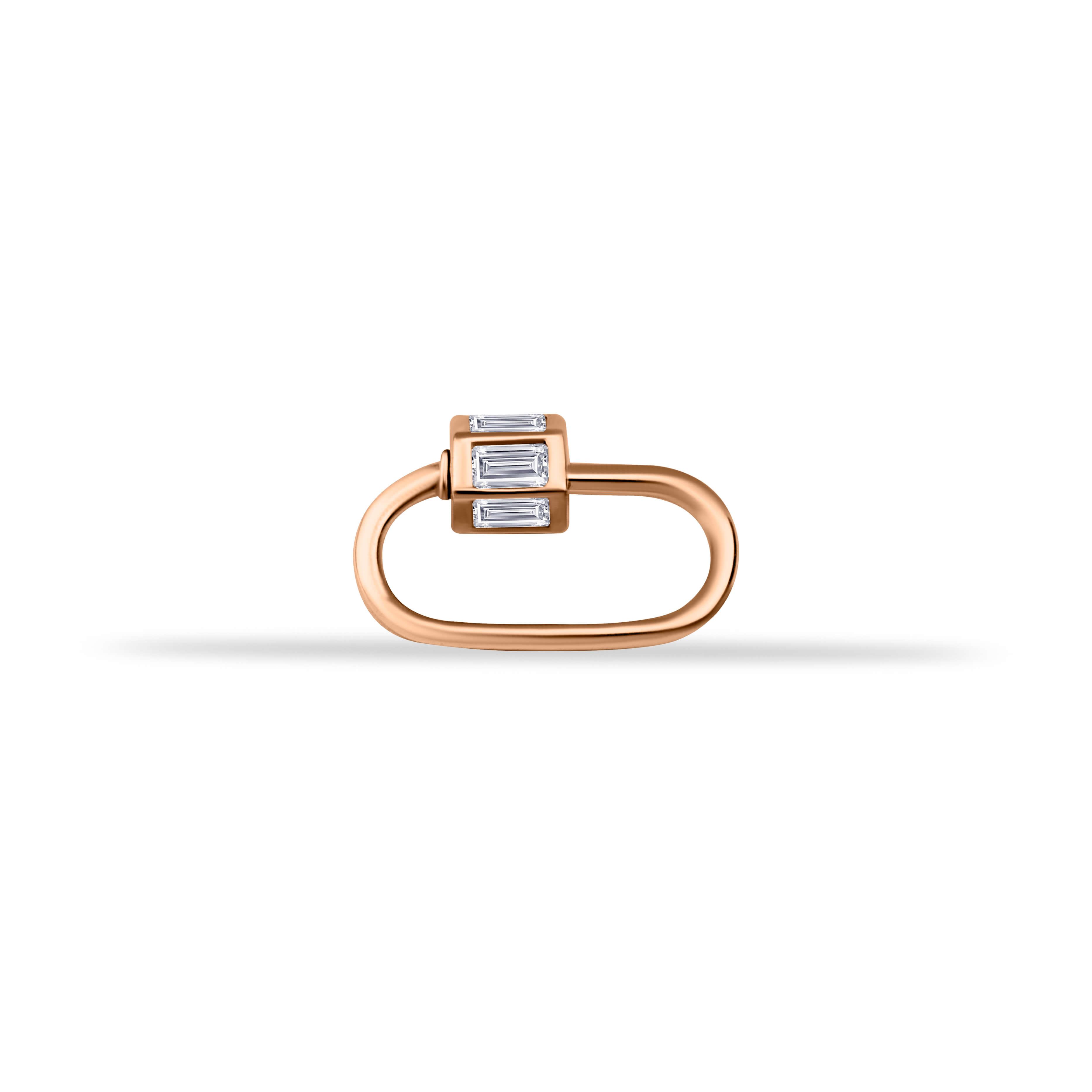 14 Ayar Altın İnce Charm Kilidi Carabiner - Dianora Piercing
