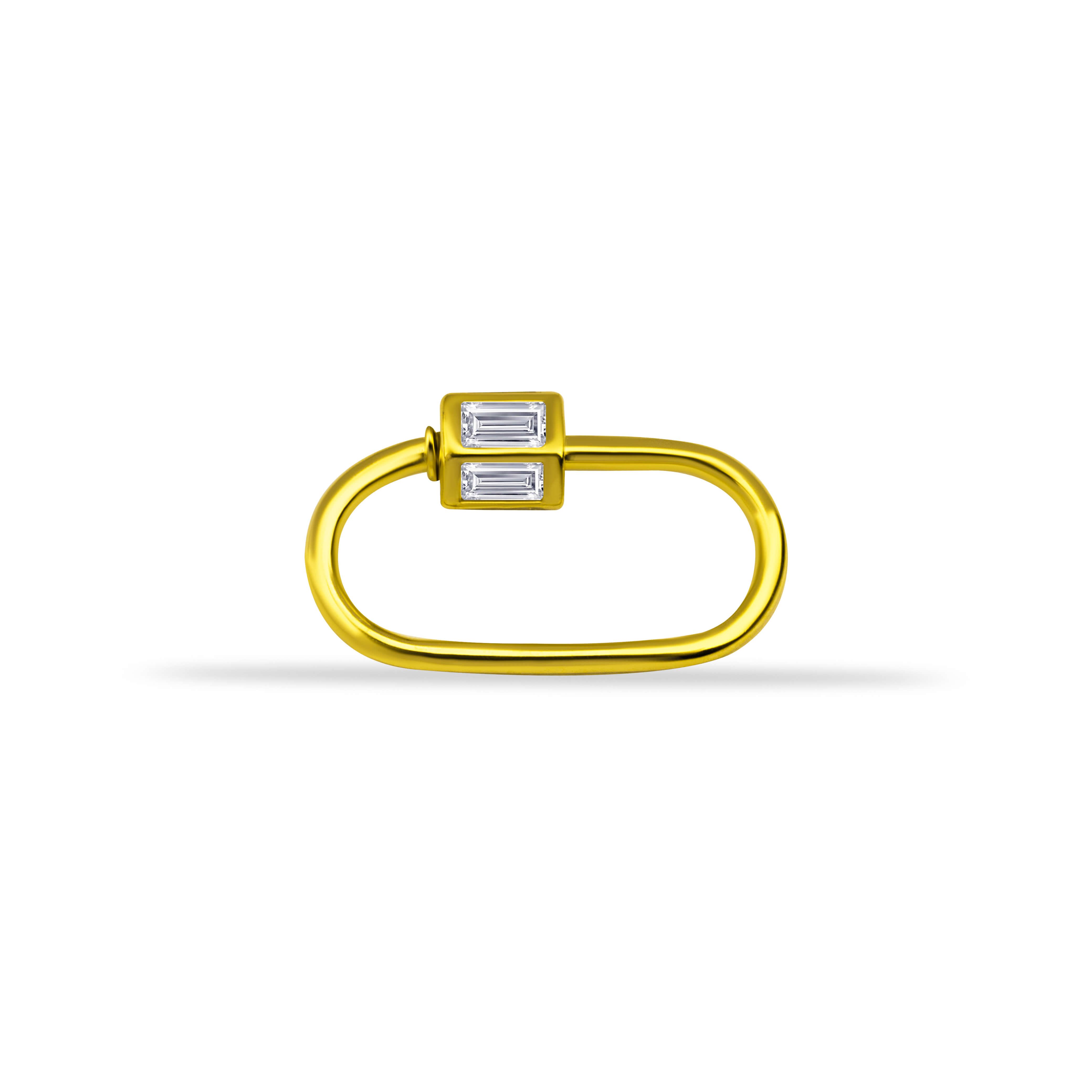 14 Ayar Altın İnce Charm Kilidi Carabiner - Dianora Piercing