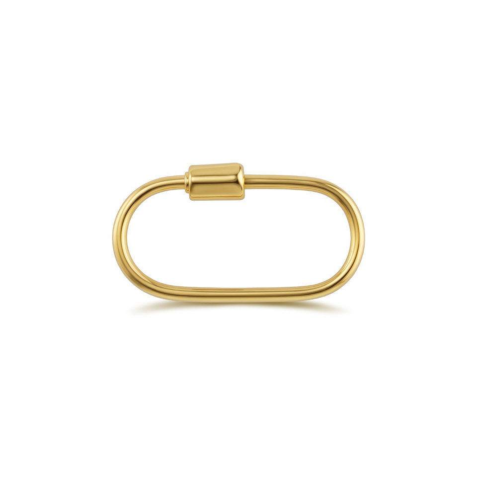 14 Ayar Altın İnce Charm Kilidi Carabiner - Dianora Piercing Jewelry