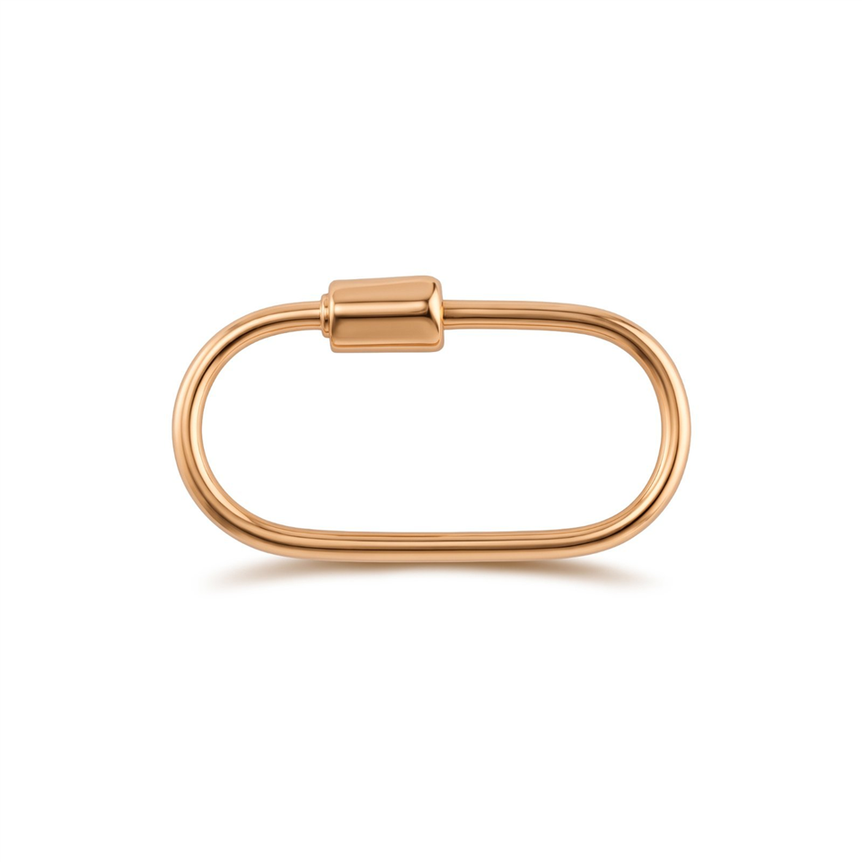 14 Ayar Altın İnce Charm Kilidi Carabiner - Dianora Piercing Jewelry
