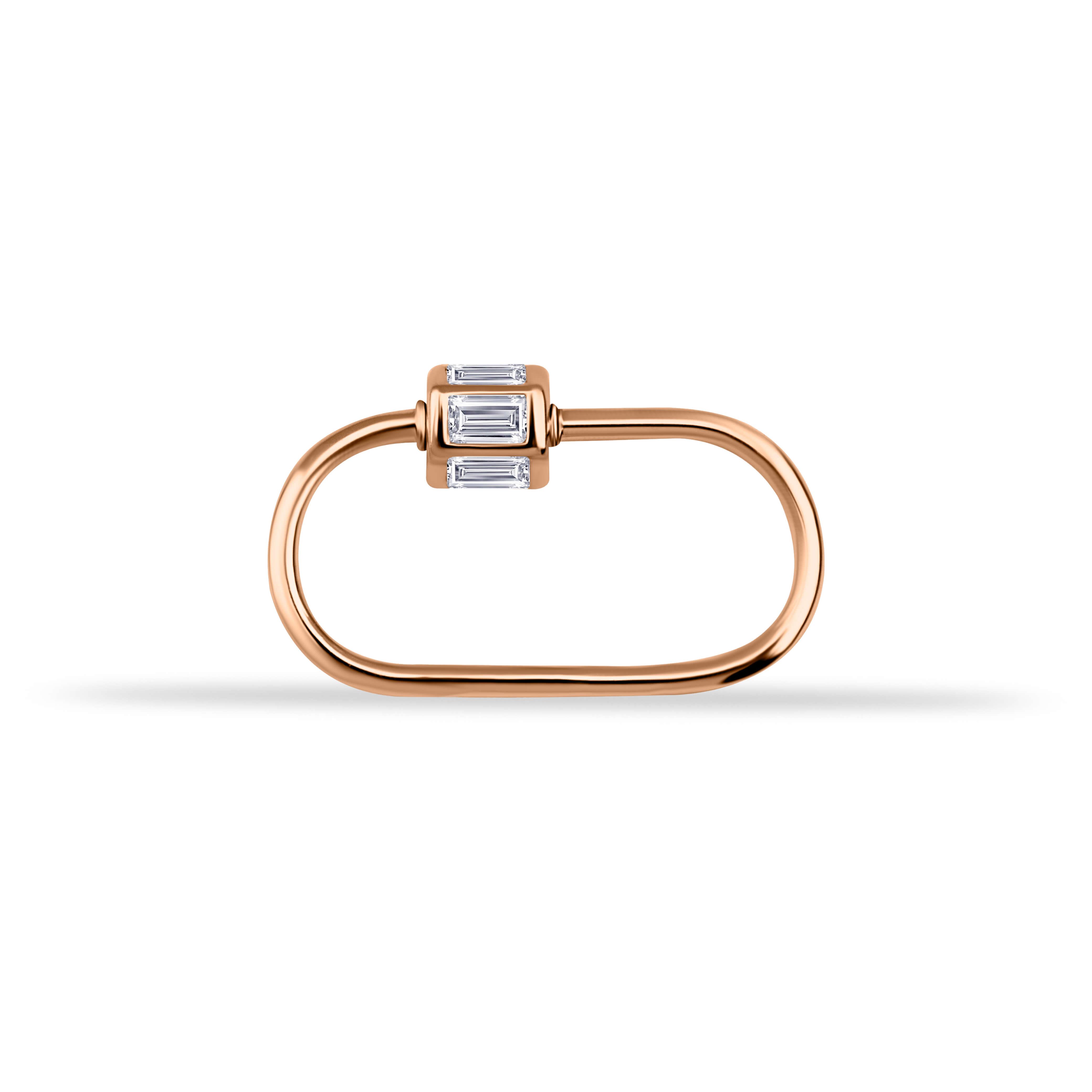 14 Ayar Altın İnce Charm Kilidi Carabiner - Dianora Piercing