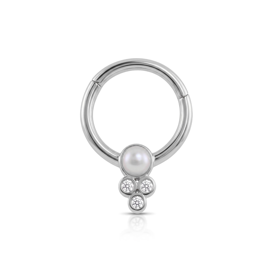 14 Ayar Altın İncili Minimal Halka Piercing - Dianora Piercing Jewelry