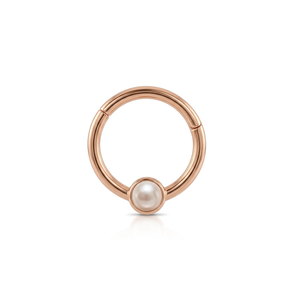 14 Ayar Altın İncili Minimal Halka Piercing - Dianora Piercing Jewelry