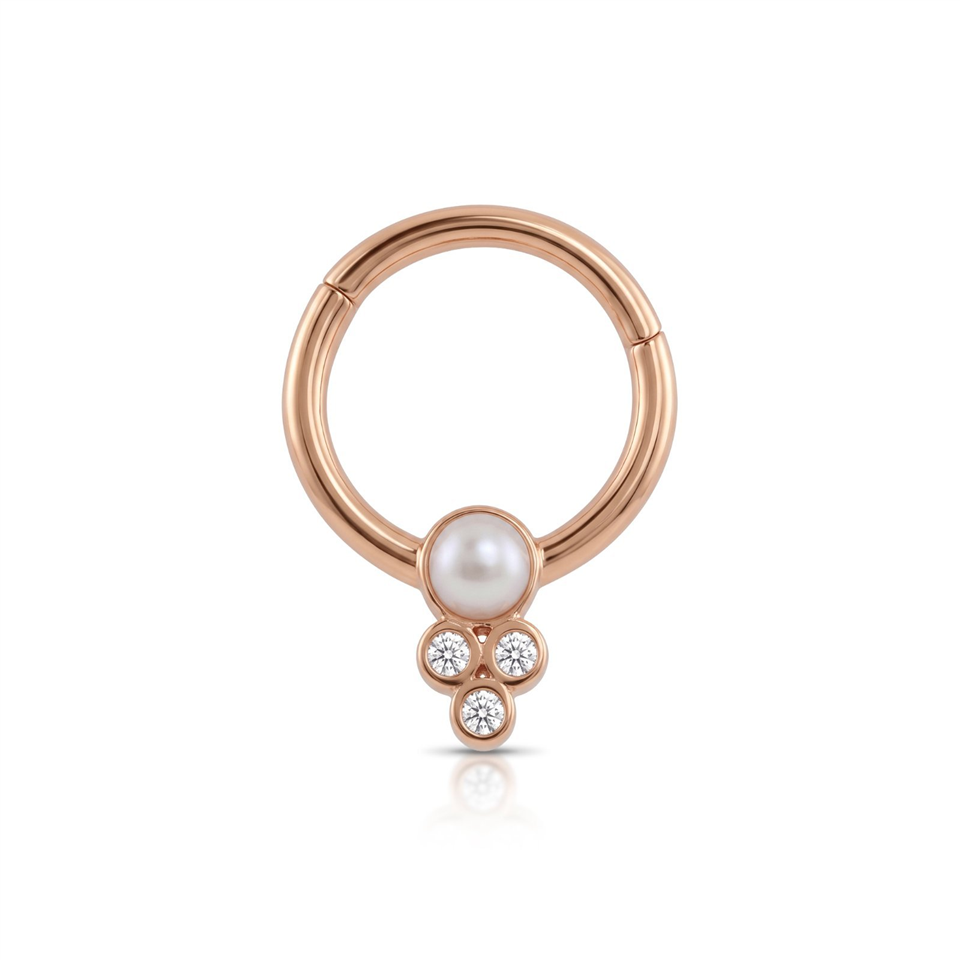 14 Ayar Altın İncili Minimal Halka Piercing - Dianora Piercing Jewelry