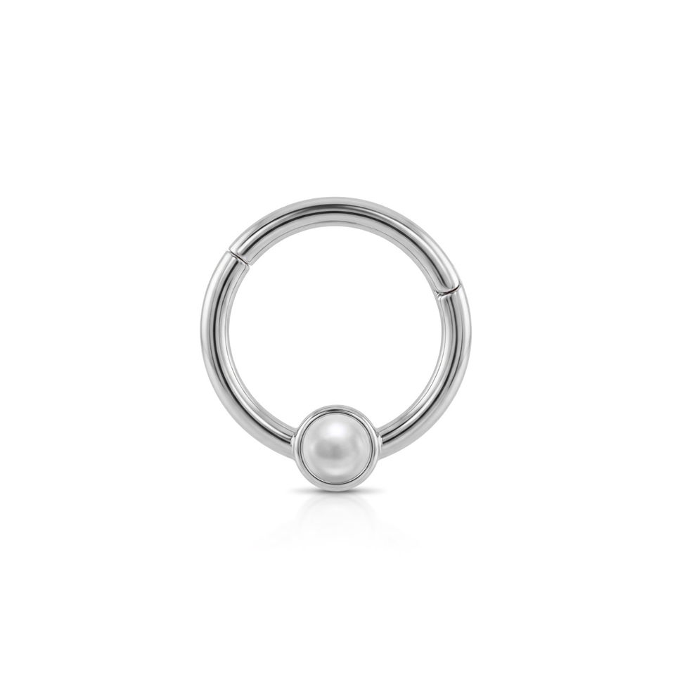 14 Ayar Altın İncili Minimal Halka Piercing - Dianora Piercing Jewelry