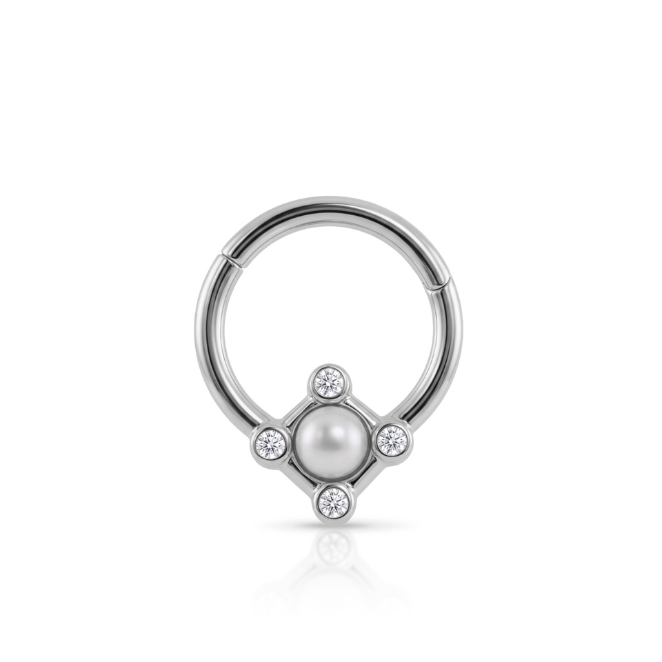 14 Ayar Altın İncili Minimal Halka Piercing - Dianora Piercing Jewelry