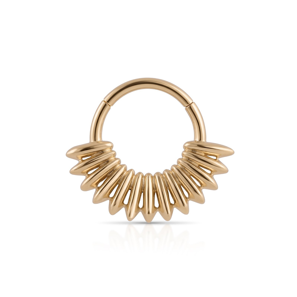 14 Ayar Altın Işın Motifli Minimal Halka Piercing - Dianora Piercing Jewelry