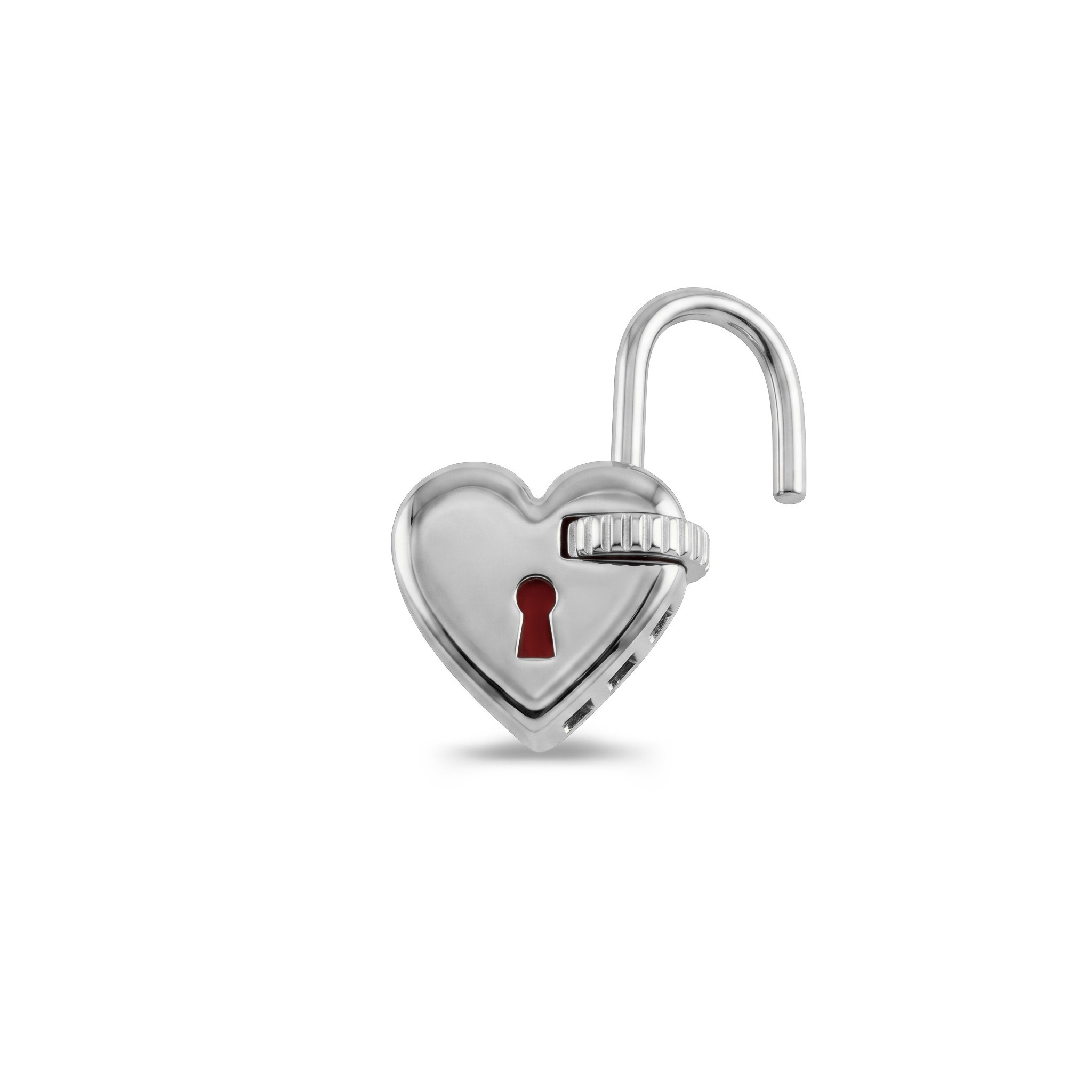 14 Ayar Altın Kalbin Kilidi Charm Kilidi Carabiner - Dianora Piercing Jewelry