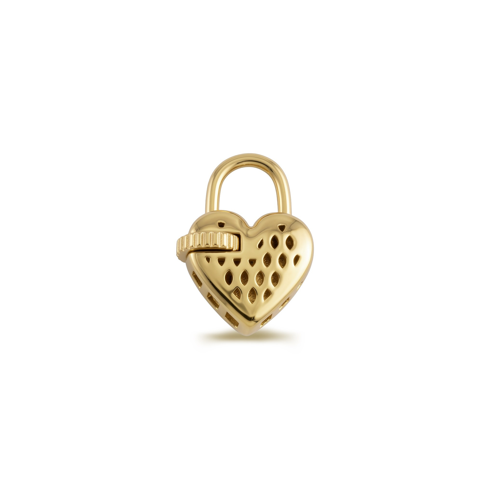 14 Ayar Altın Kalbin Kilidi Charm Kilidi Carabiner - Dianora Piercing Jewelry