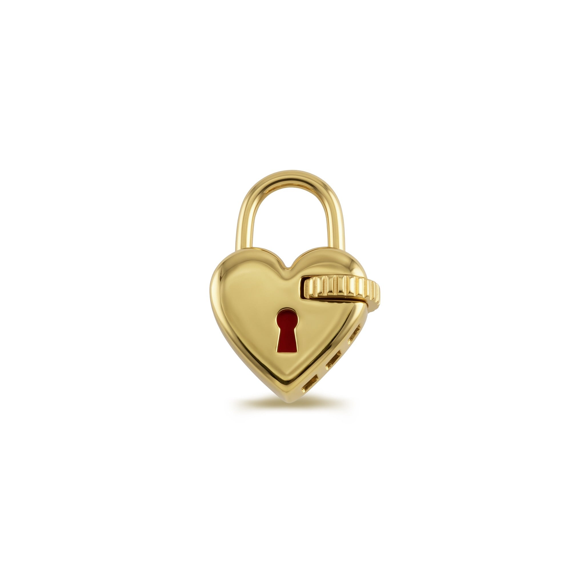 14 Ayar Altın Kalbin Kilidi Charm Kilidi Carabiner - Dianora Piercing Jewelry