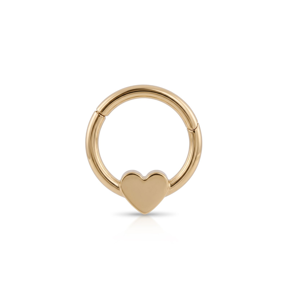 14 Ayar Altın Kalp Minimal Halka Piercing - Dianora Piercing Jewelry