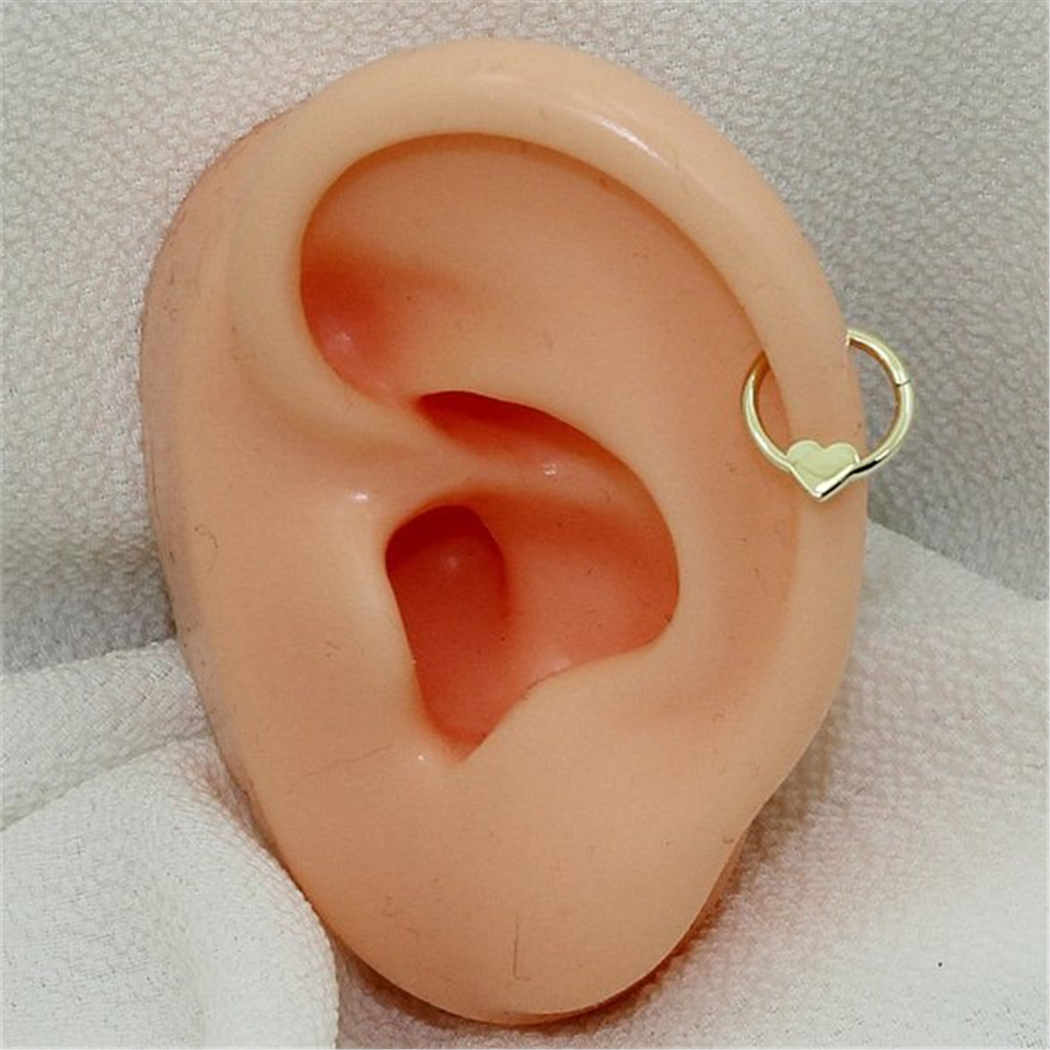 14 Ayar Altın Kalp Minimal Halka Piercing - Dianora Piercing Jewelry