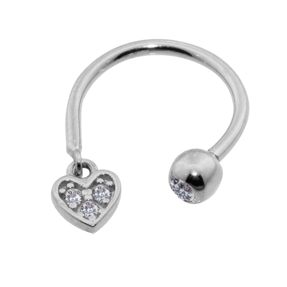 14 Ayar Altın Kalp Sallantılı Minimal Yarım Halka Piercing - Dianora Piercing