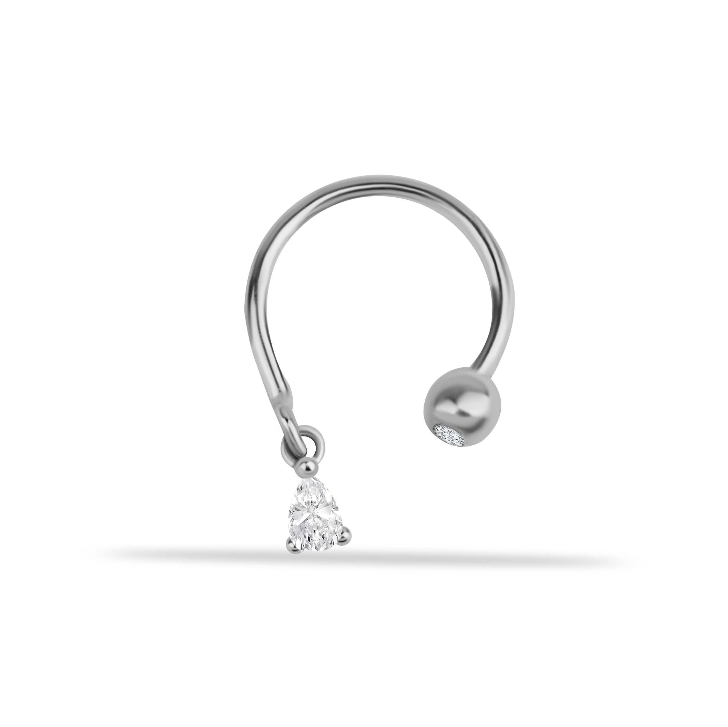 14 Ayar Altın Kalp Sallantılı Minimal Yarım Halka Piercing - Dianora Piercing