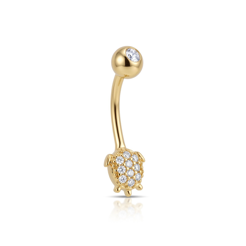 14 Ayar Altın Kaplumbağa Göbek Piercing - Dianora Piercing Jewelry