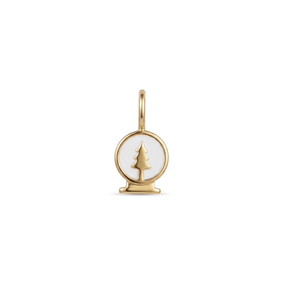 14 Ayar Altın Kar Küresi Motifli Mineli Minimal Charm - Dianora Piercing Jewelry