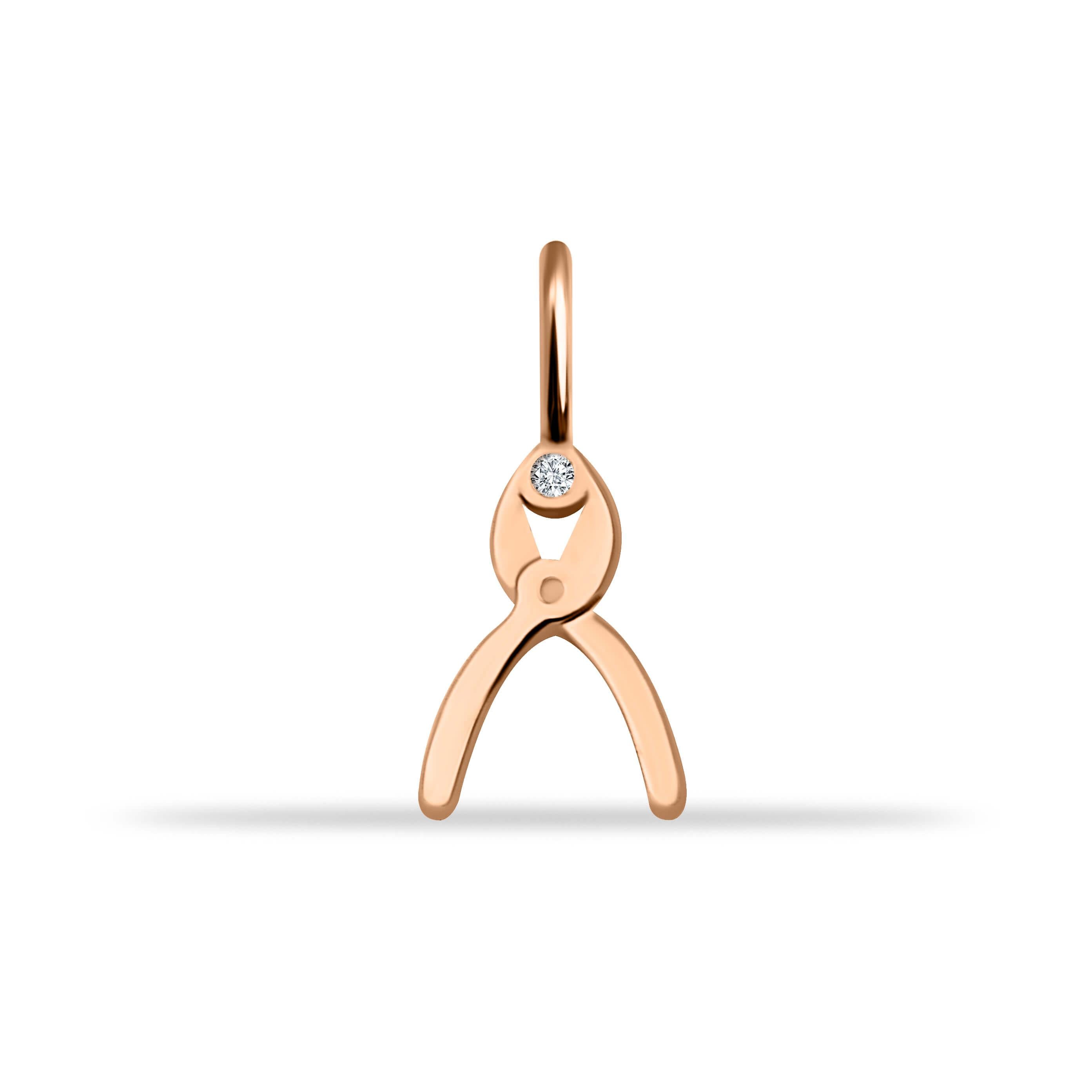 14 Ayar Altın Kar Tanesi Motifli Mineli Minimal Charm - Dianora Piercing