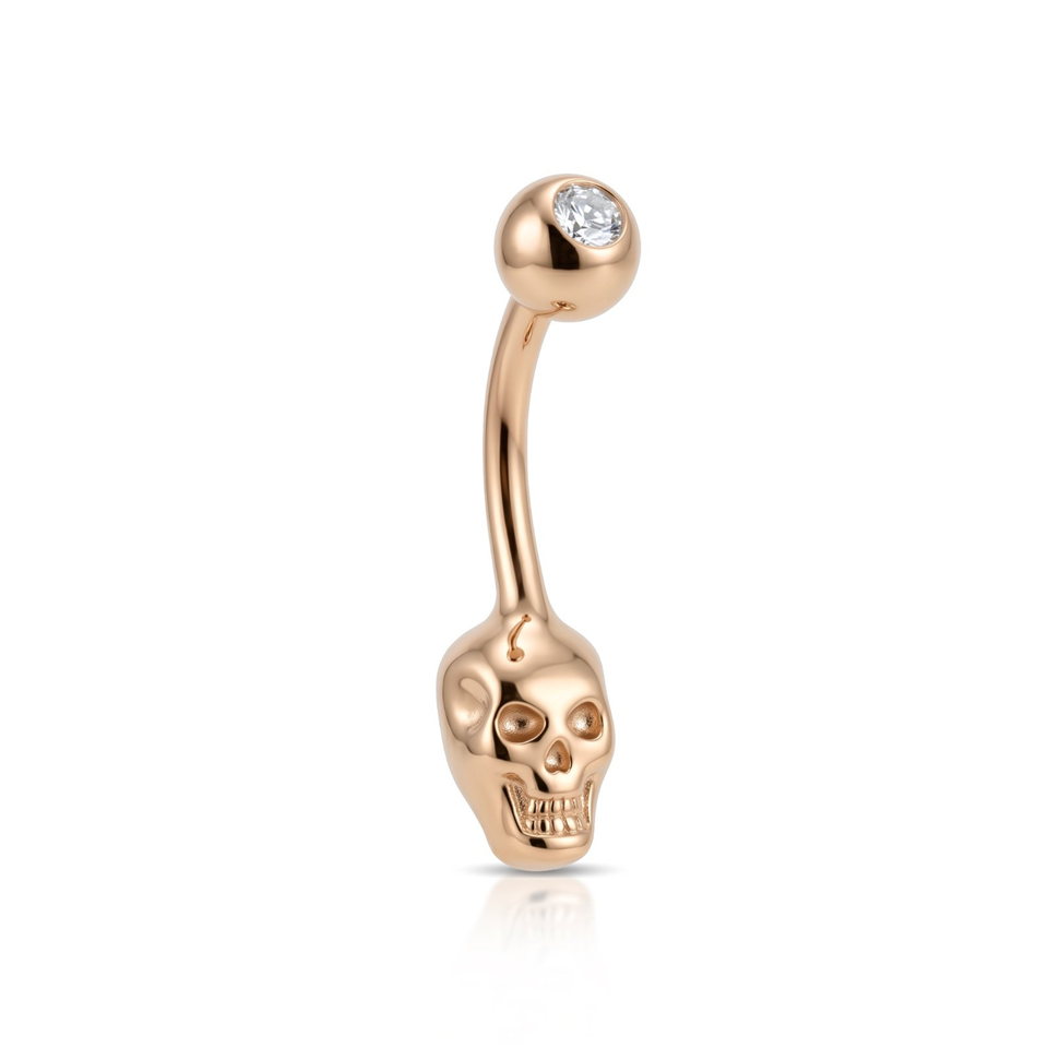 14 Ayar Altın Kuru Kafa Göbek Piercing - Dianora Piercing Jewelry