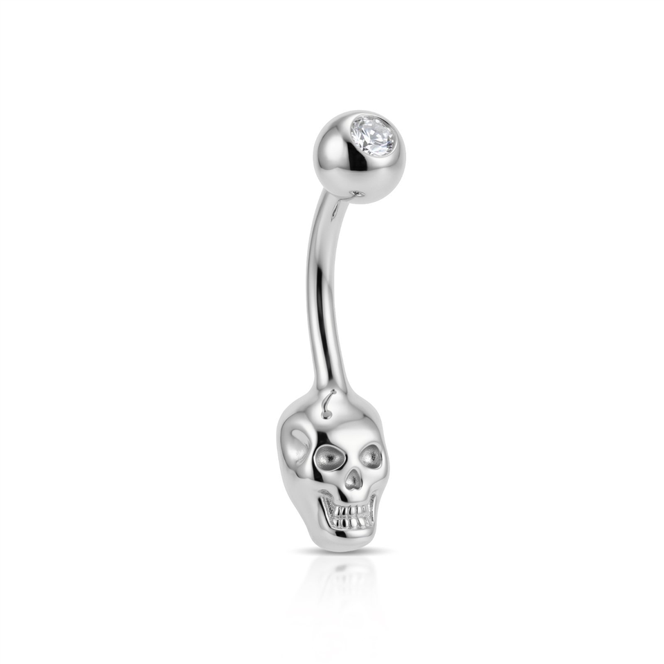 14 Ayar Altın Kuru Kafa Göbek Piercing - Dianora Piercing Jewelry