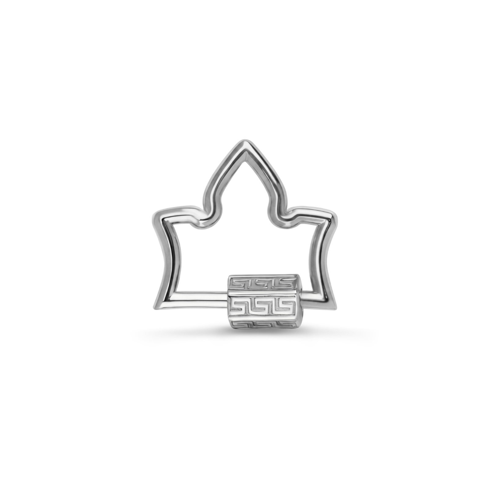14 Ayar Altın Labirent Motifli Yaprak Charm Kilidi Carabiner - Dianora Piercing Jewelry
