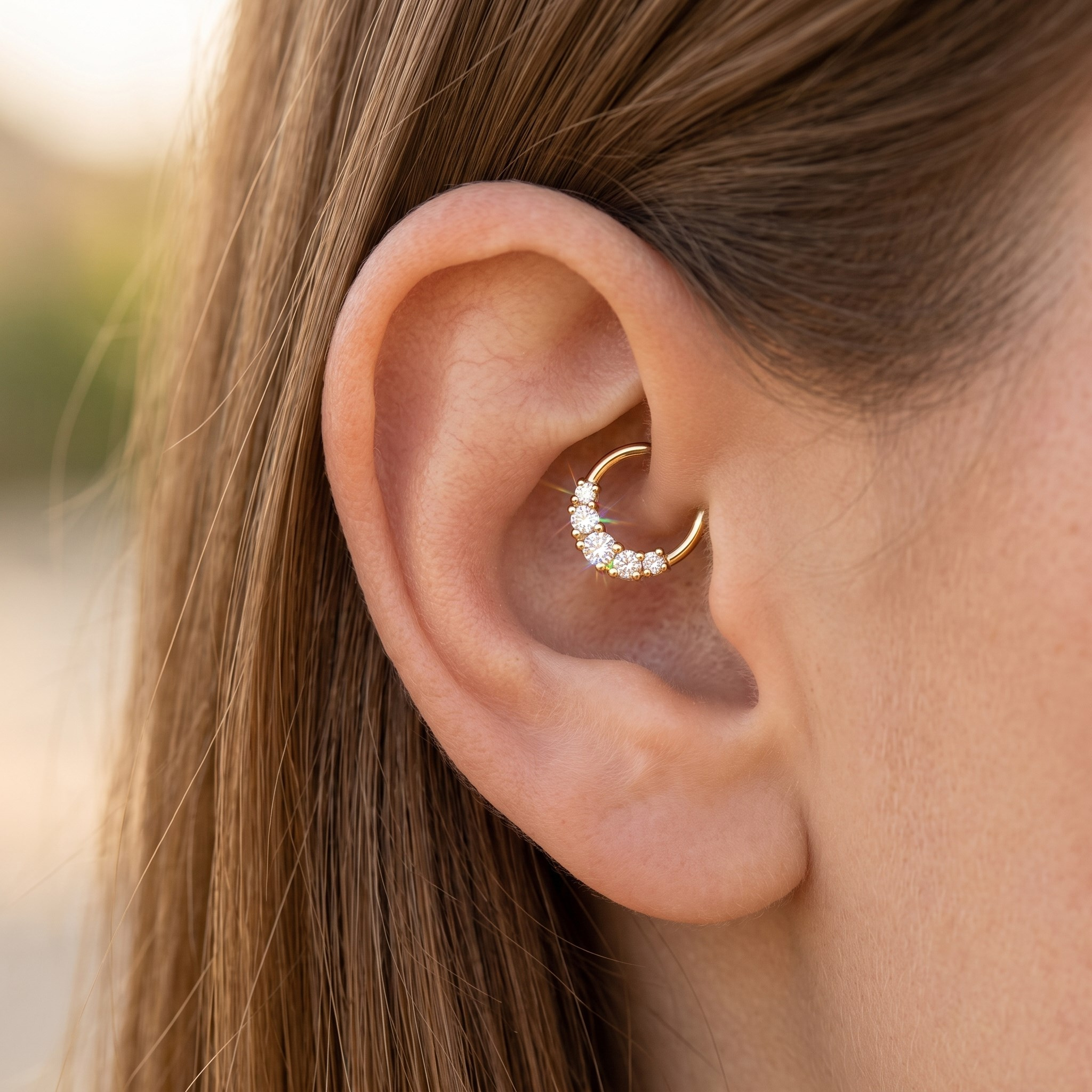 14 Ayar Altın Laboratuvar Pırlantalı Halka Piercing
