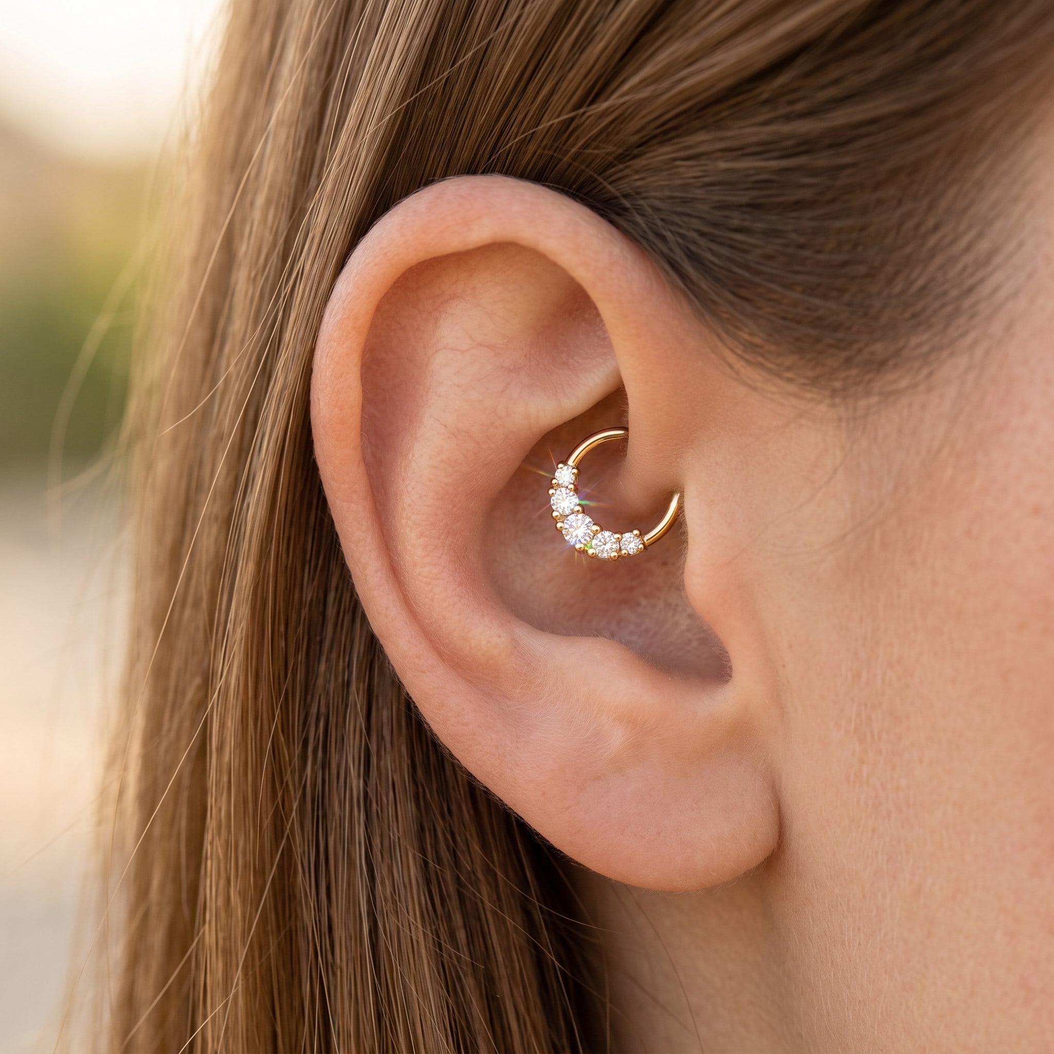 14 Ayar Altın Laboratuvar Pırlantalı Halka Piercing