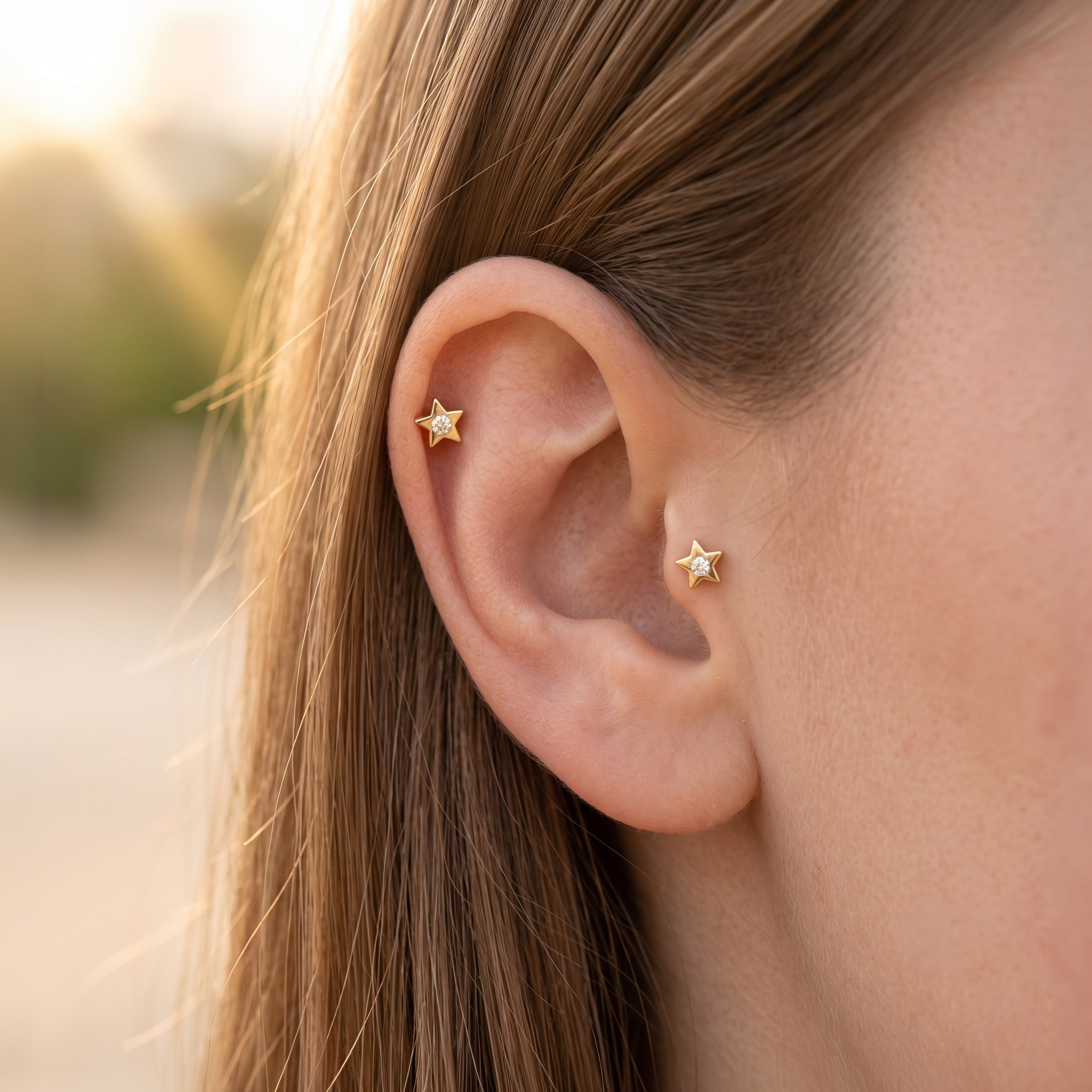 14 Ayar Altın Laboratuvar Pırlantalı Tragus Piercing - Dianora Piercing & Jewelry