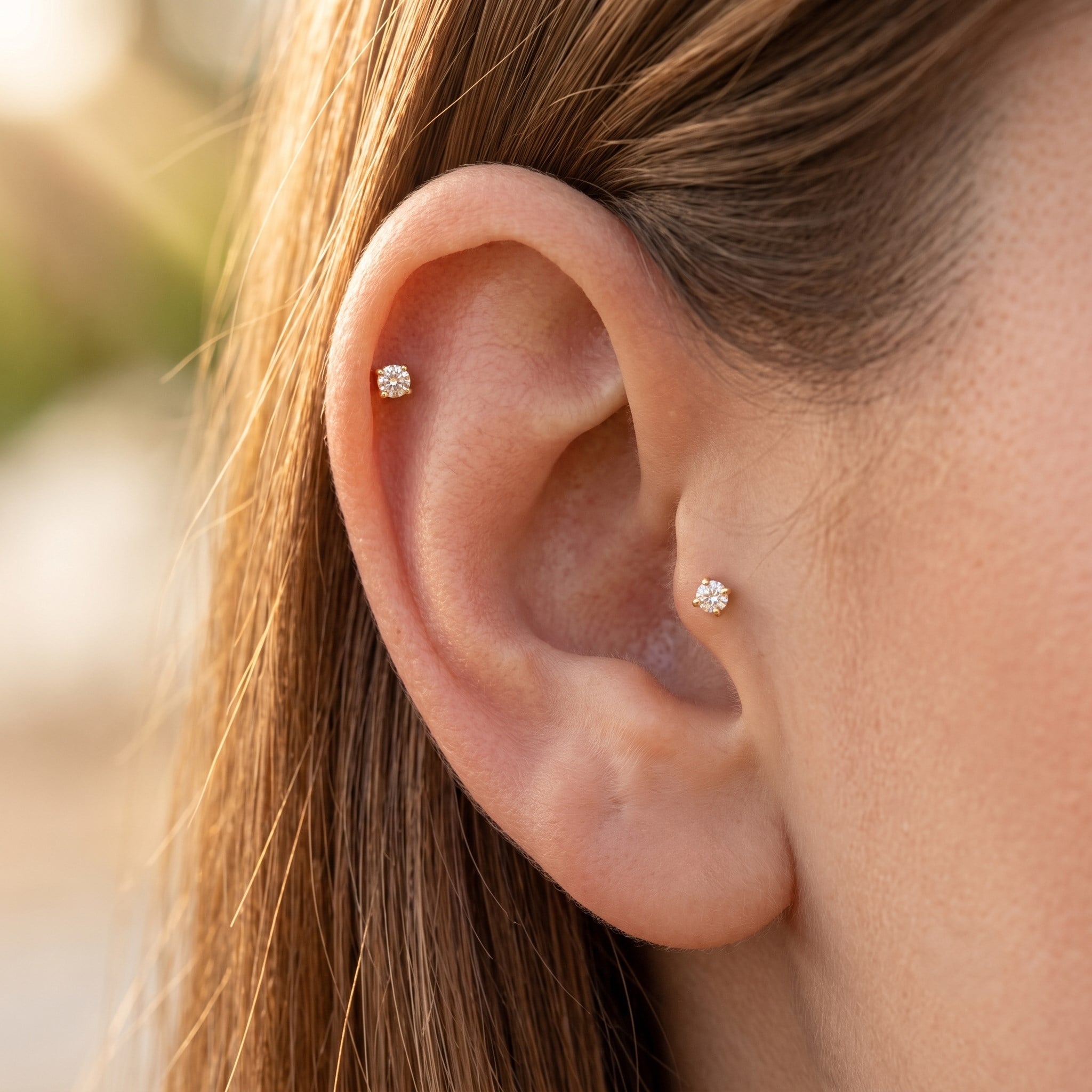 14 Ayar Altın Laboratuvar Pırlantalı Tragus Piercing - Dianora Piercing & Jewelry