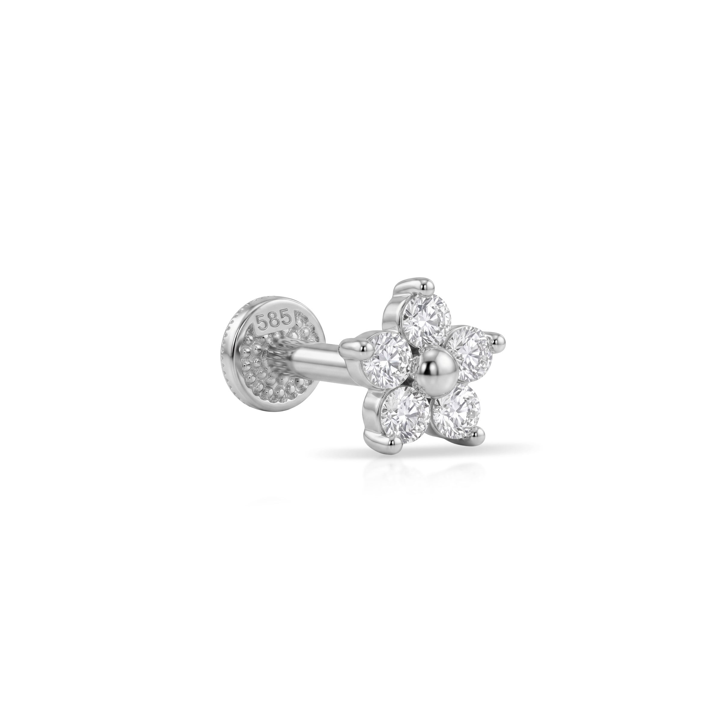 14 Ayar Altın Laboratuvar Pırlantalı Tragus Piercing - Dianora Piercing & Jewelry