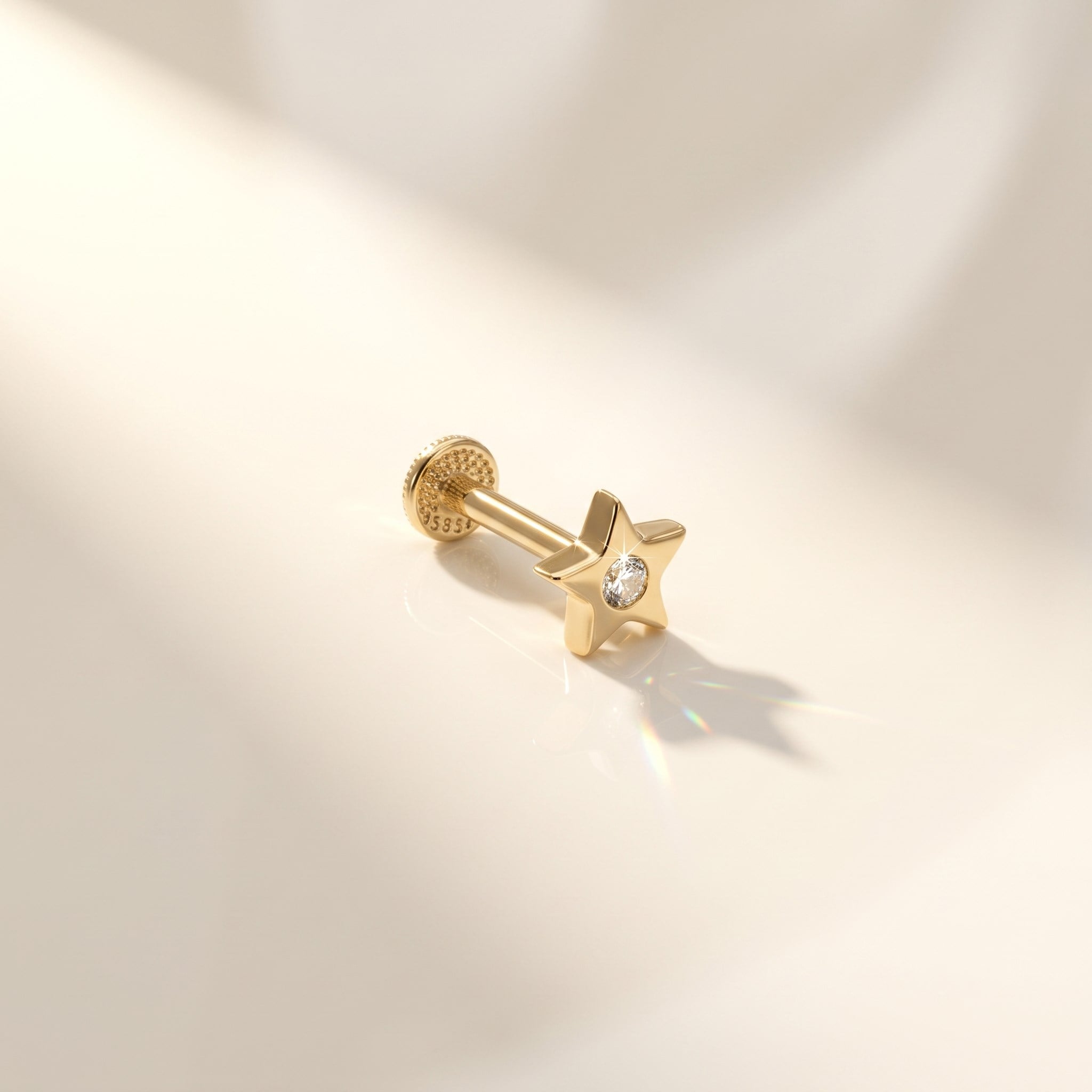 14 Ayar Altın Laboratuvar Pırlantalı Tragus Piercing - Dianora Piercing & Jewelry