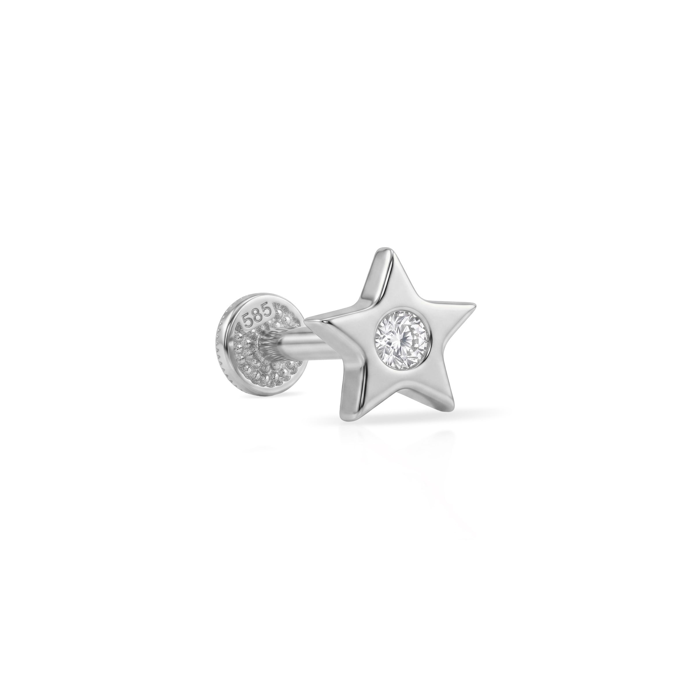 14 Ayar Altın Laboratuvar Pırlantalı Tragus Piercing - Dianora Piercing & Jewelry