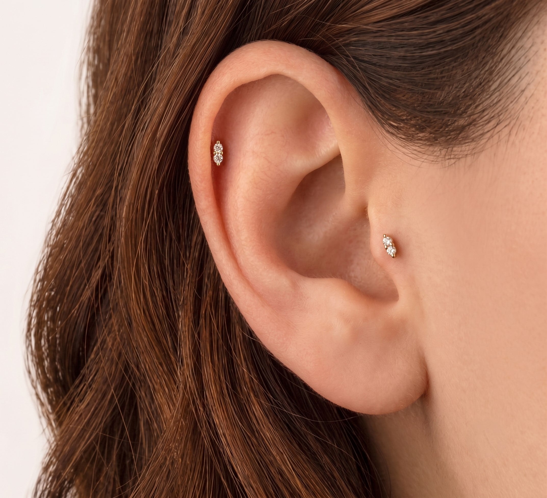 14 Ayar Altın Laboratuvar Pırlantalı Tragus Piercing - Dianora Piercing & Jewelry