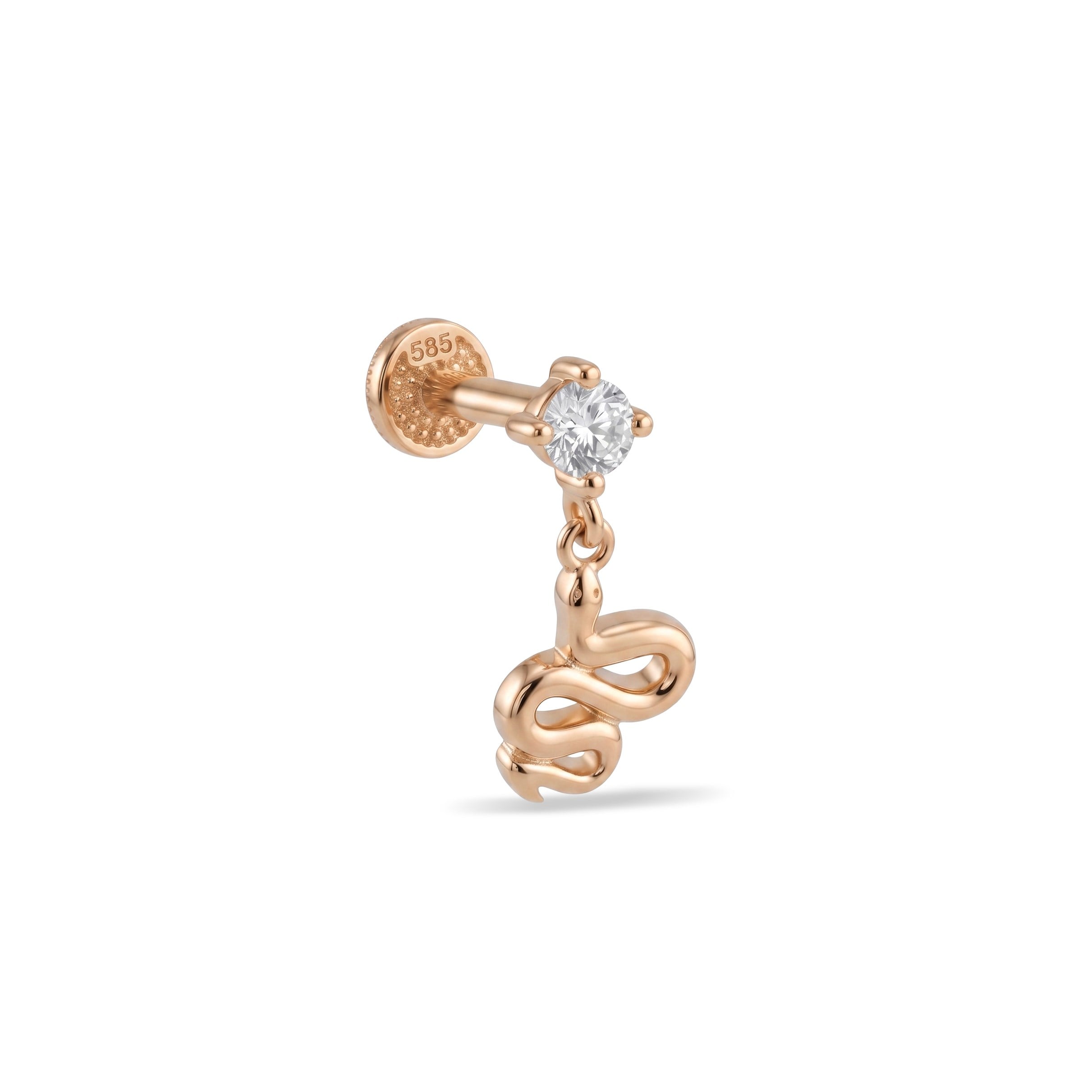 14 Ayar Altın Laboratuvar Pırlantalı Tragus Piercing - Dianora Piercing & Jewelry